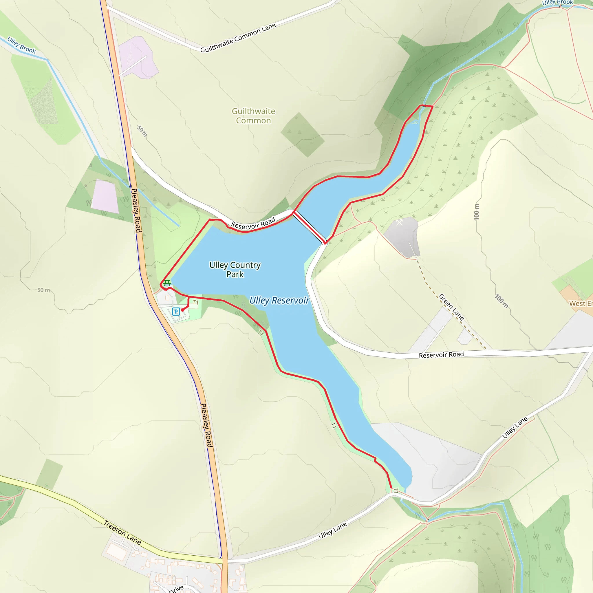 Ulley Reservoir and Country Park Walk mobile static map
