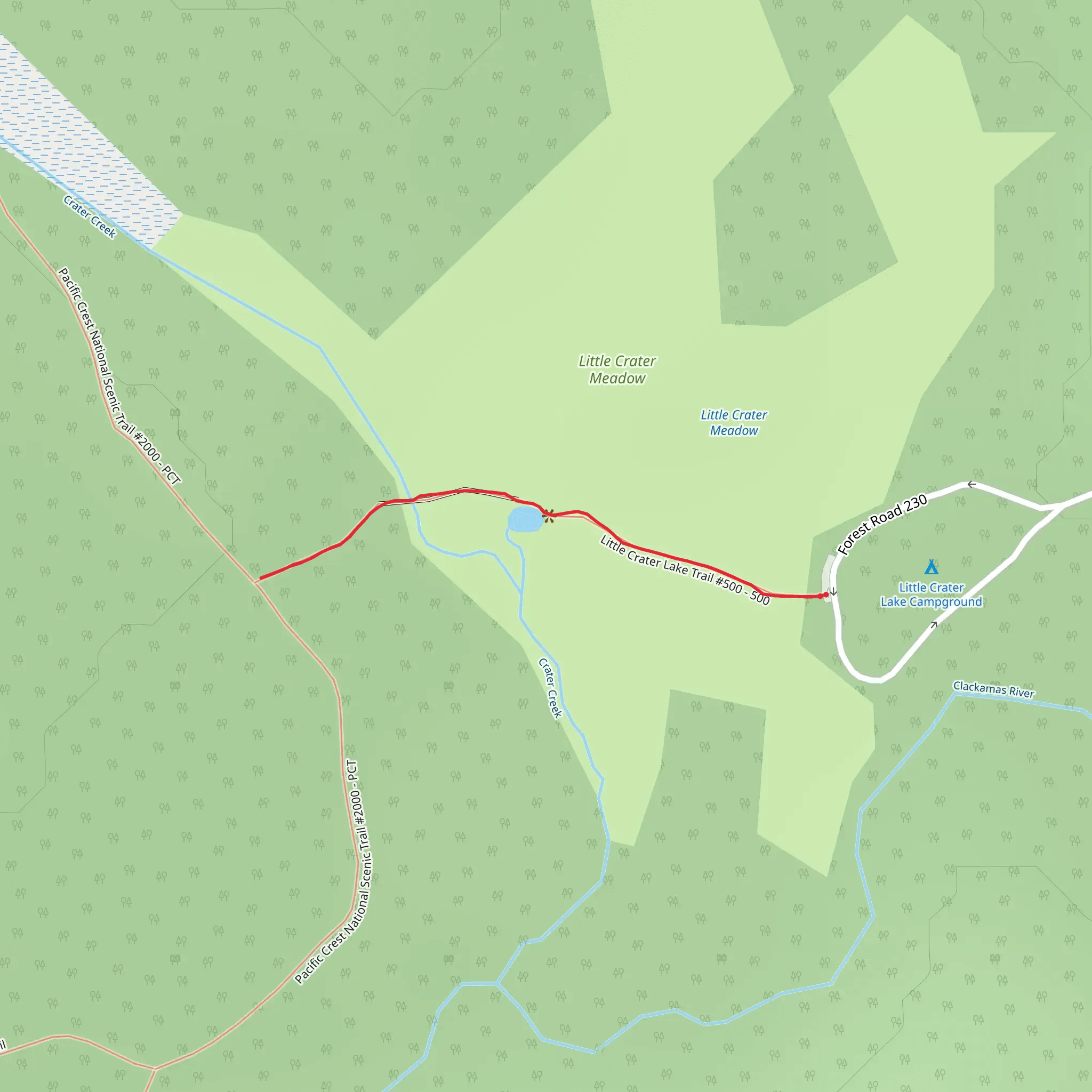 Little Crater Lake Trail mobile static map