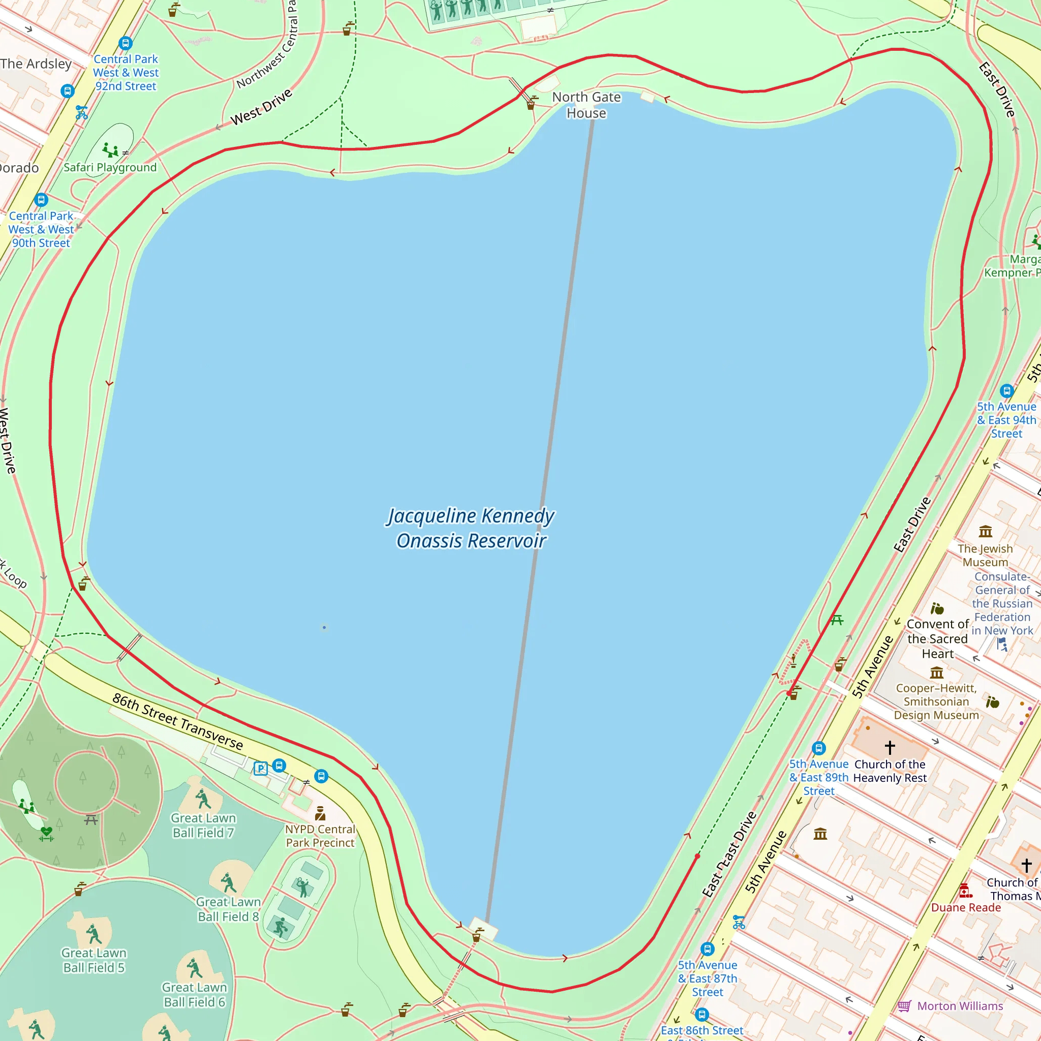 Jacqueline Kennedy Onassis Reservoir Loop mobile static map
