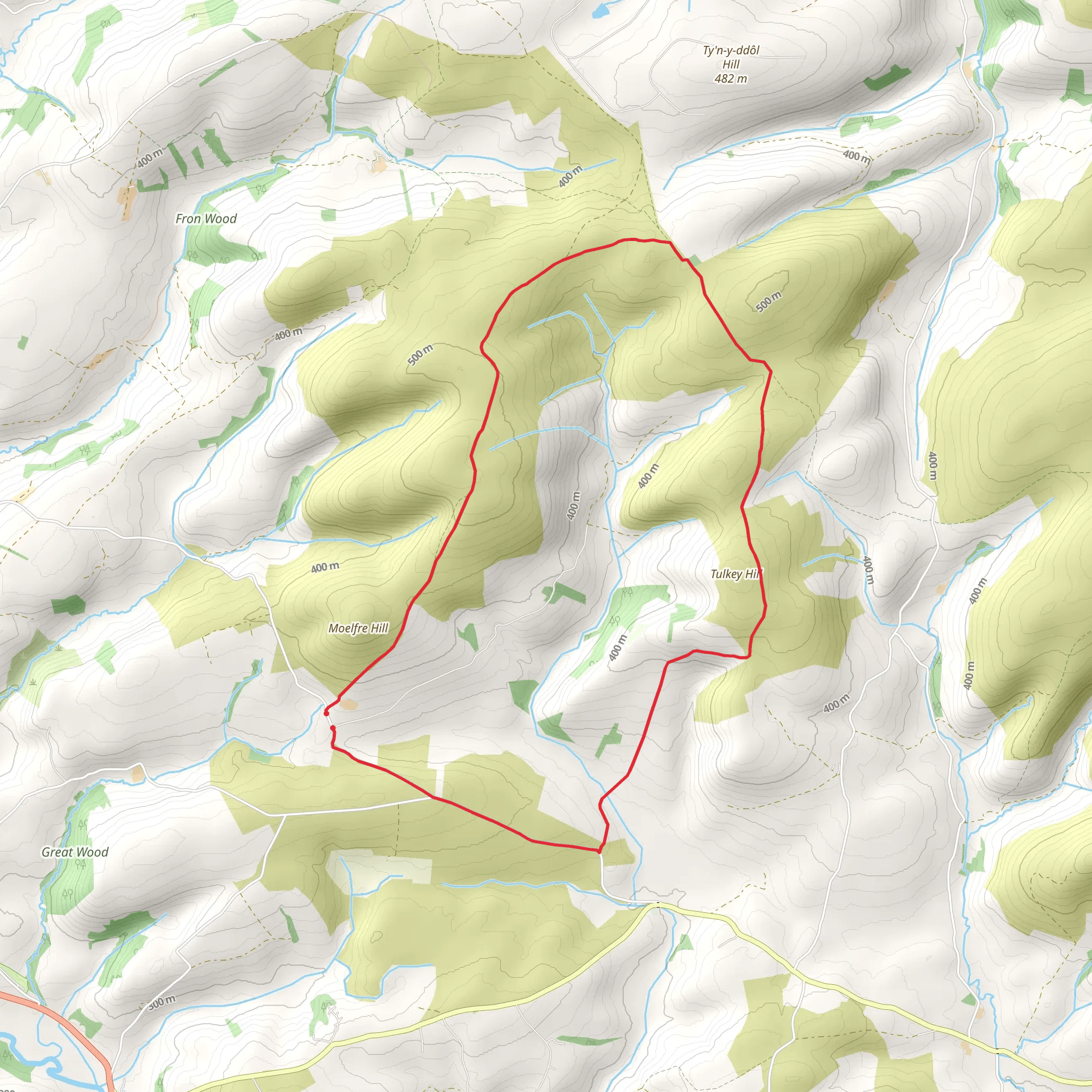 Warren Hill - Gors Lydan and Moelfre Hill mobile static map