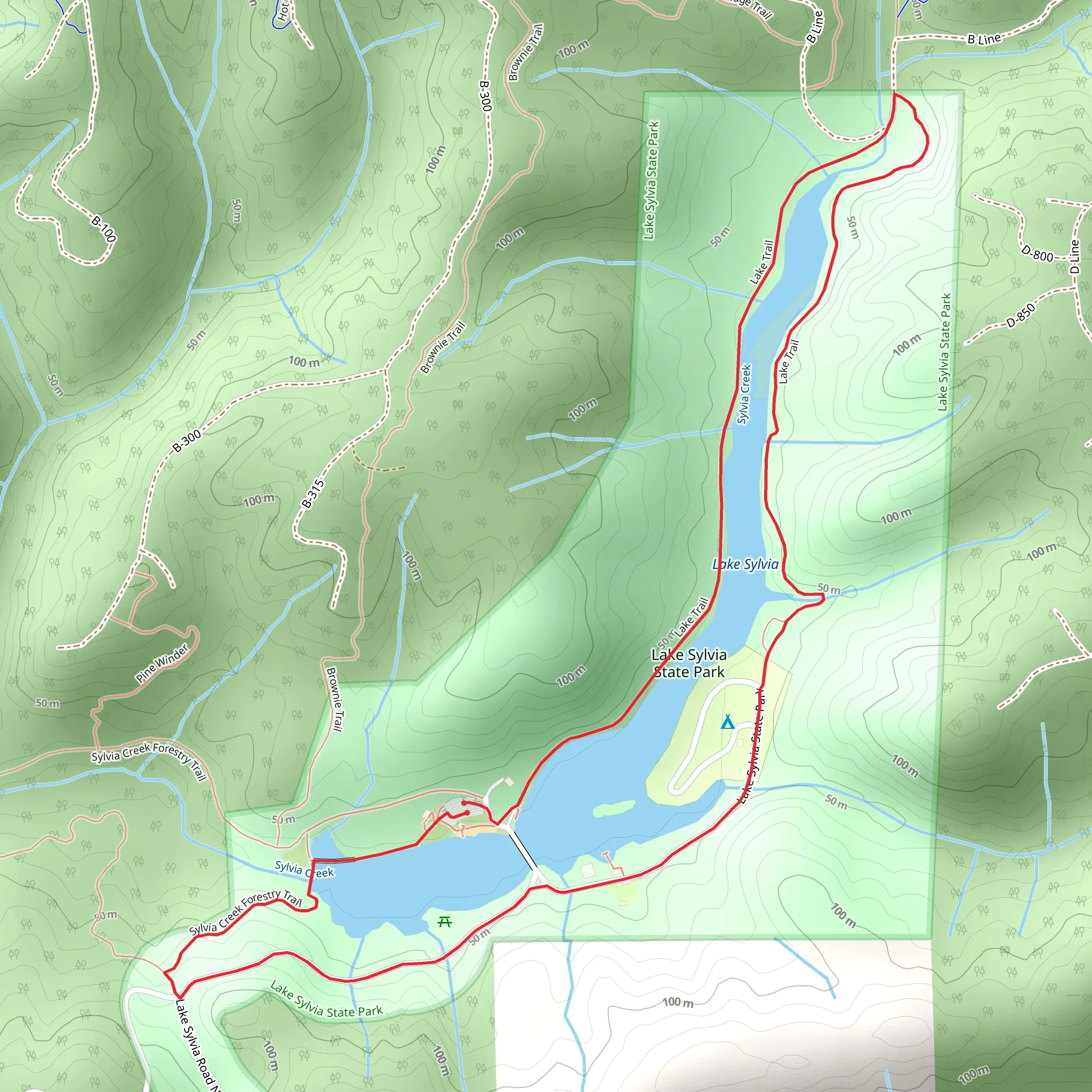 Sylvia Creek Forestrey Trail and Lake Sylvia State Park mobile static map