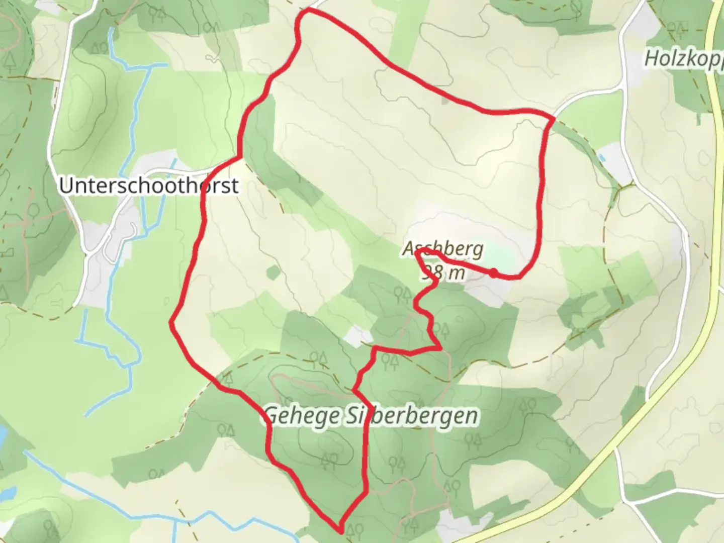 An image depicting the trail Gehege Silberbergen via Heerweg and its surrounding area.