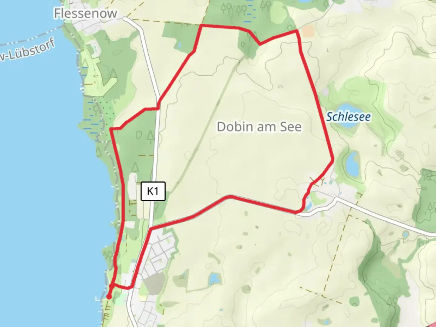 An image depicting the trail Am Schlesee and Niklot Pfad LoopLoop and its surrounding area.