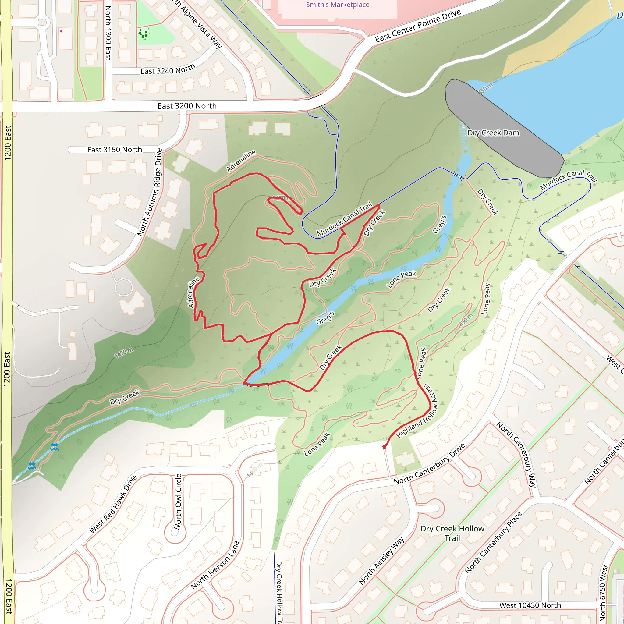 Dry Creek and Adrenaline Loop mobile static map