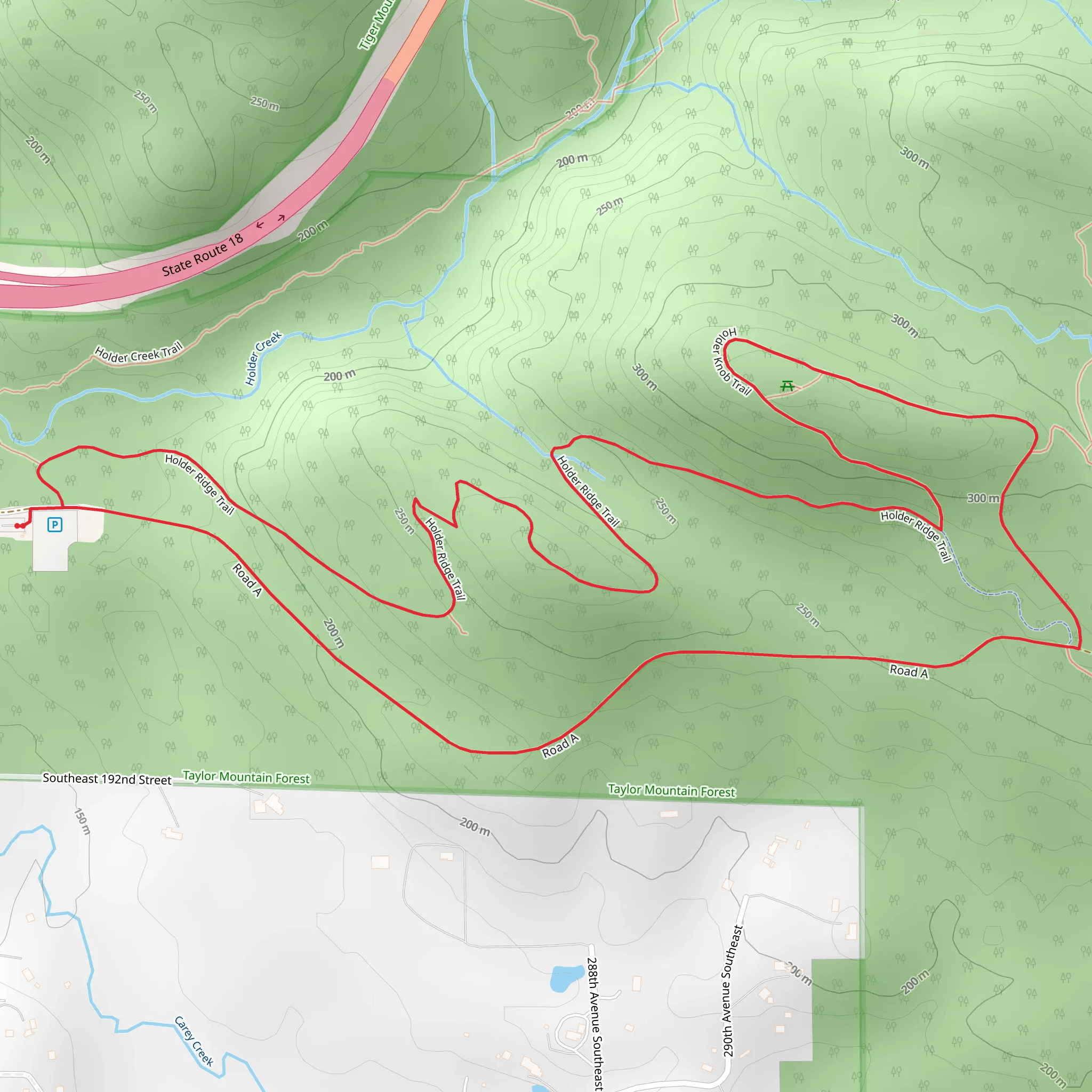 Holder Ridge Trail and Road A Loop mobile static map