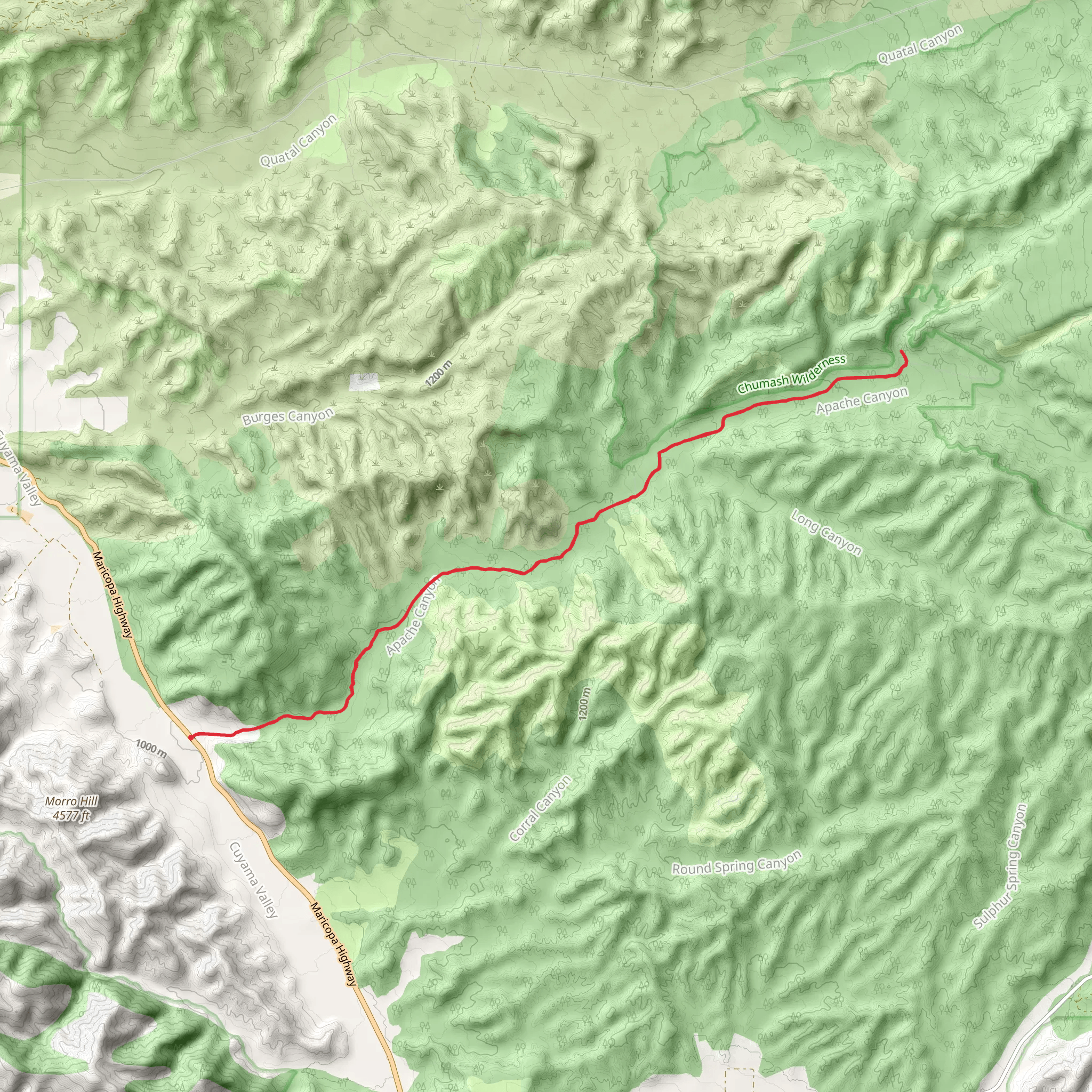 Apache Canyon Road Trail mobile static map