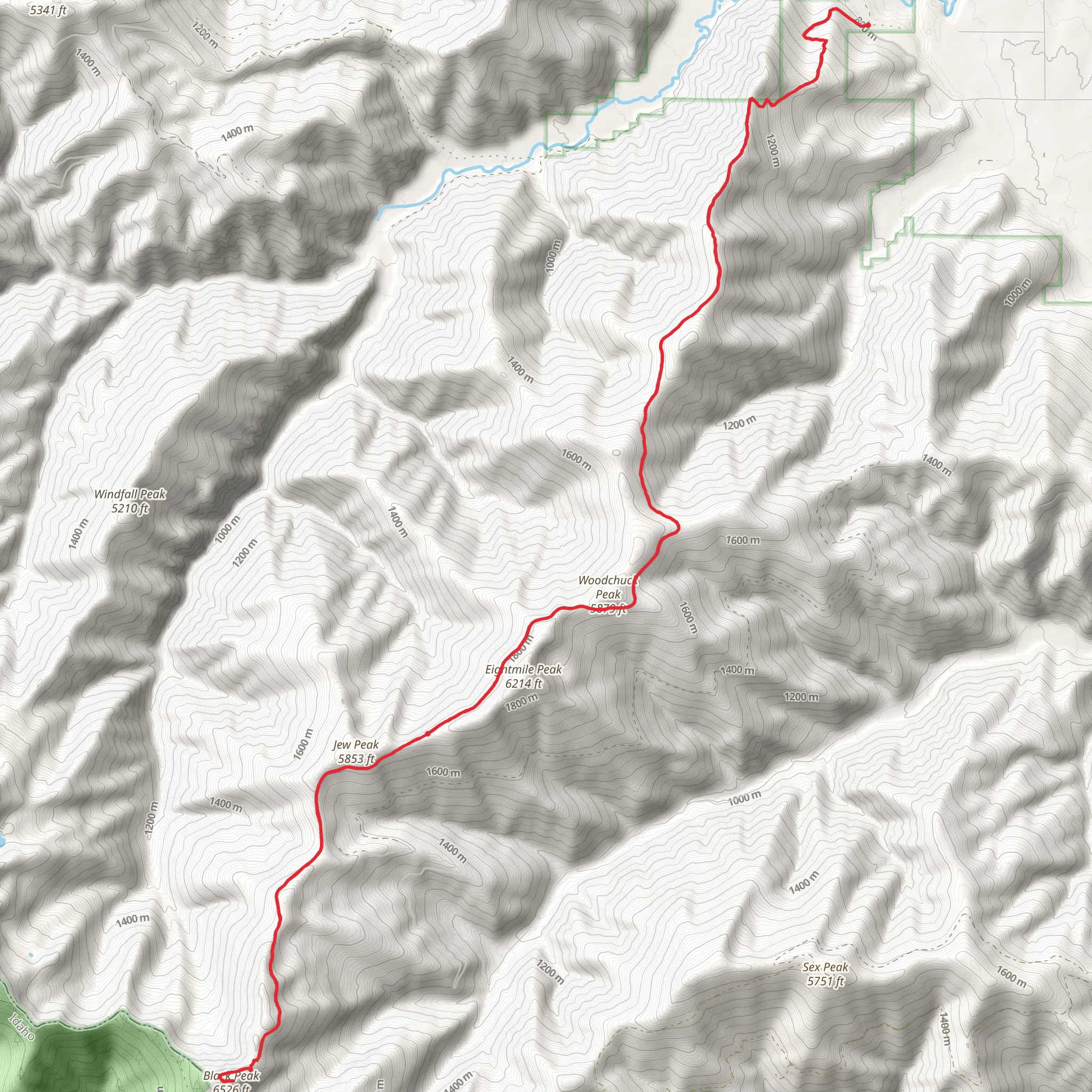 Black Peak Trail mobile static map
