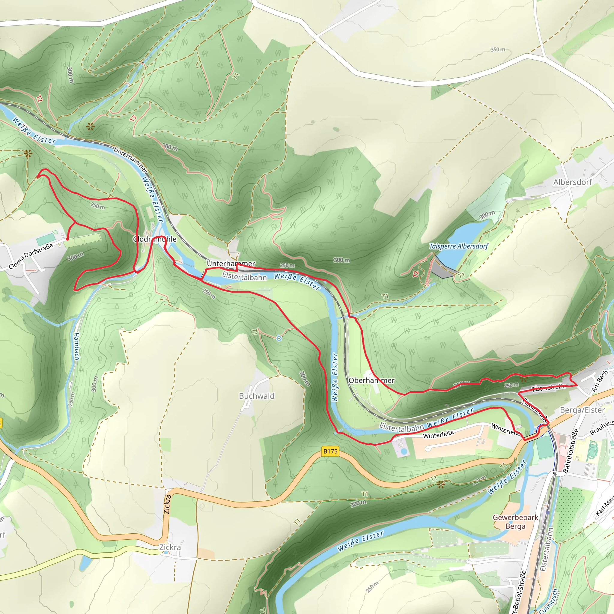 Clodra to Berga Loop via Weiße Elster mobile static map