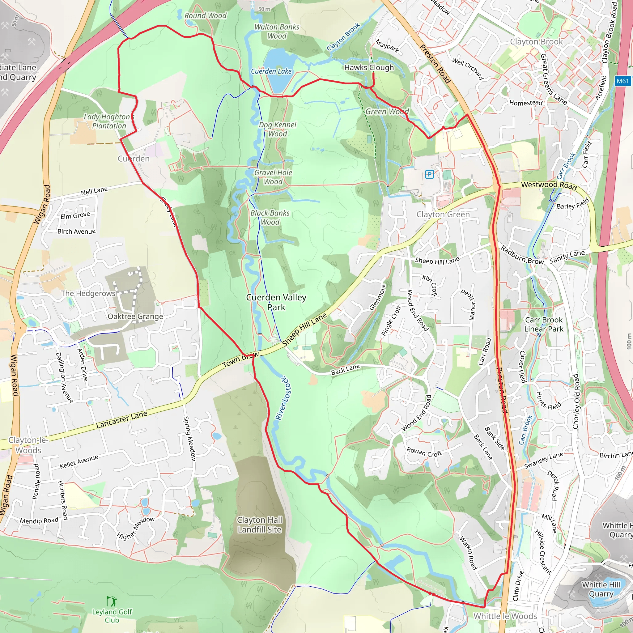 Cuerden Valley Country Park Loop mobile static map