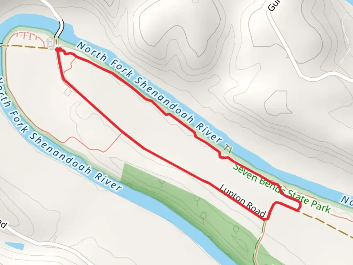 An image depicting the trail Gokatta Trail and Lupton Road Loop and its surrounding area.