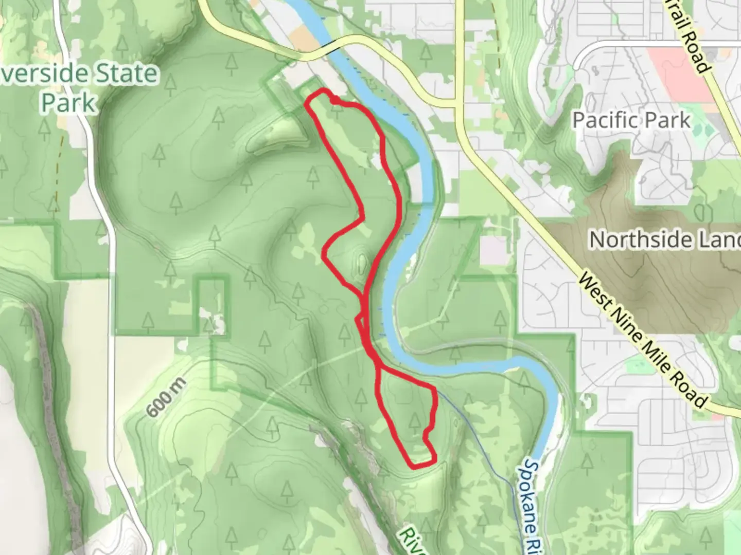 An image depicting the trail Trail 25, Trail 222 and Centennial Trail and its surrounding area.