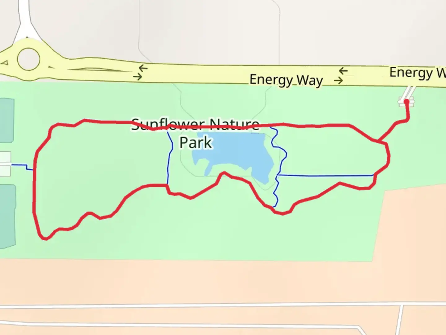 An image depicting the trail Sunflower Nature Park Loop and its surrounding area.