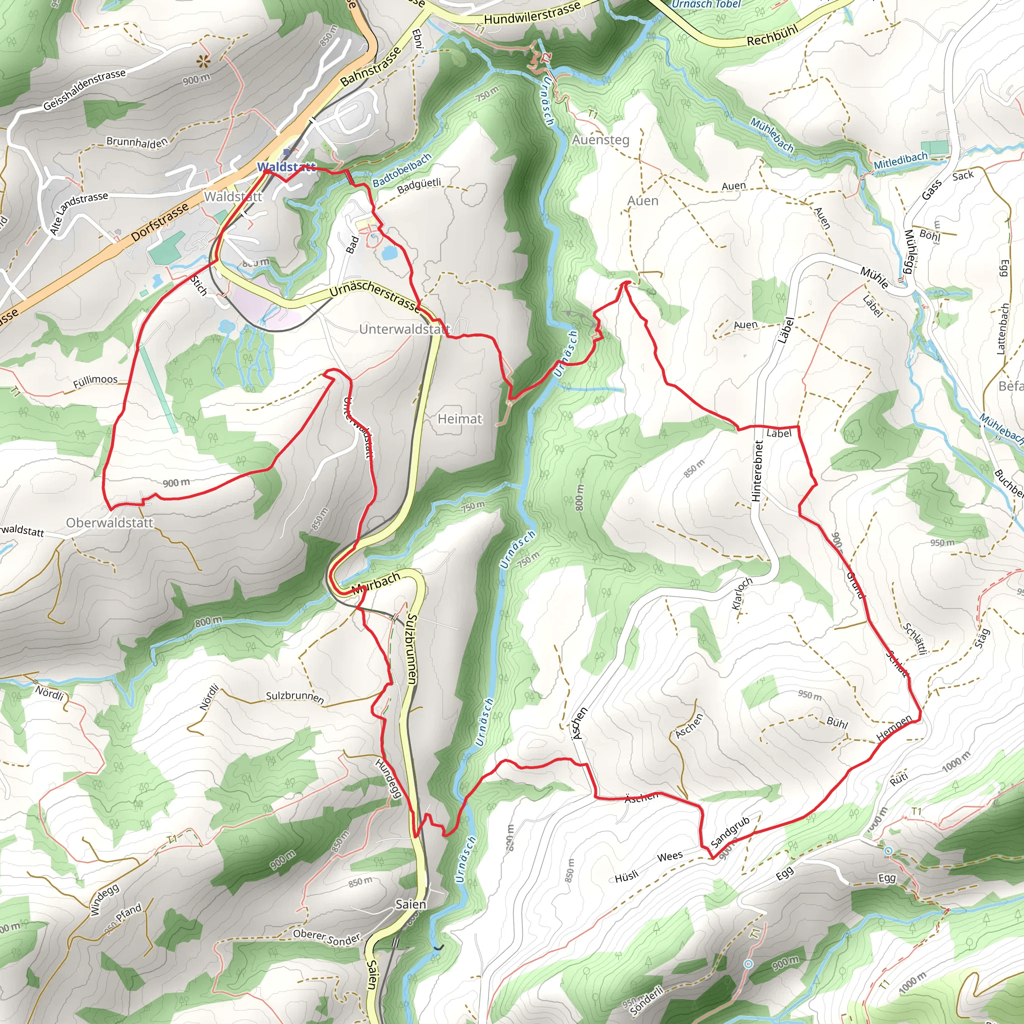 Waldstatt Hills and Urnäsch Ravine Loop mobile static map