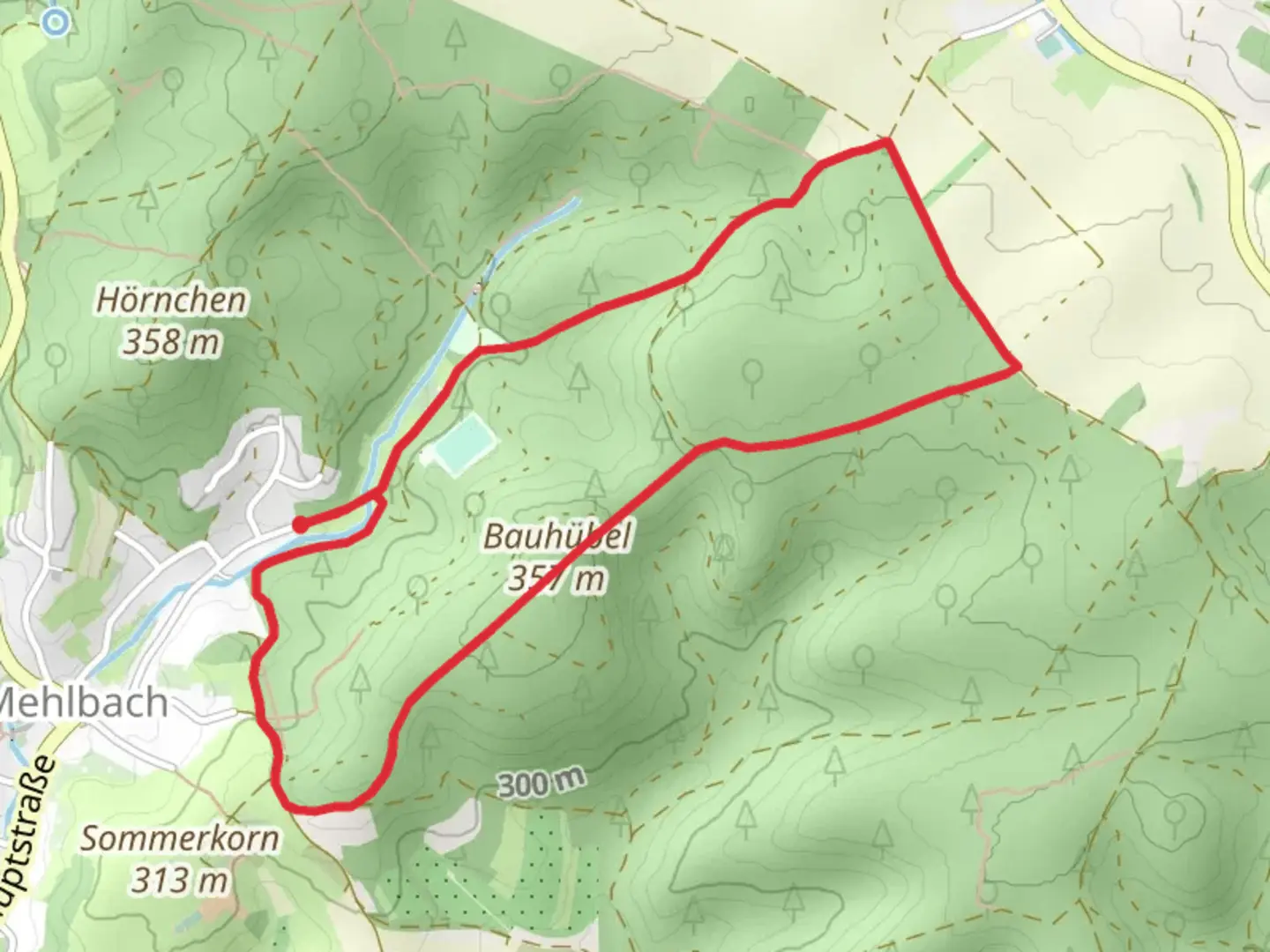 An image depicting the trail Bauhuebel and Verbandsgemeinde Otterbach Loop and its surrounding area.