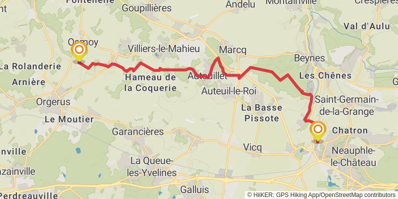 GR 22 - De Paris Au Mont Saint Michel alt 1 Map