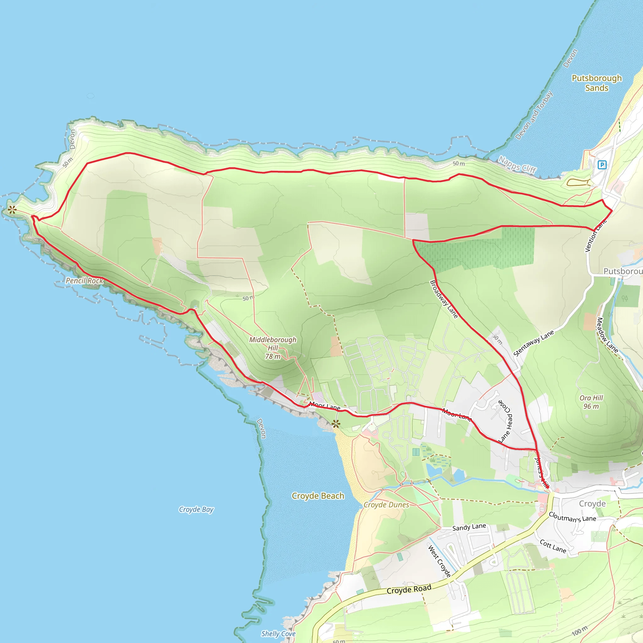 Croyde to Baggy Point Circular mobile static map