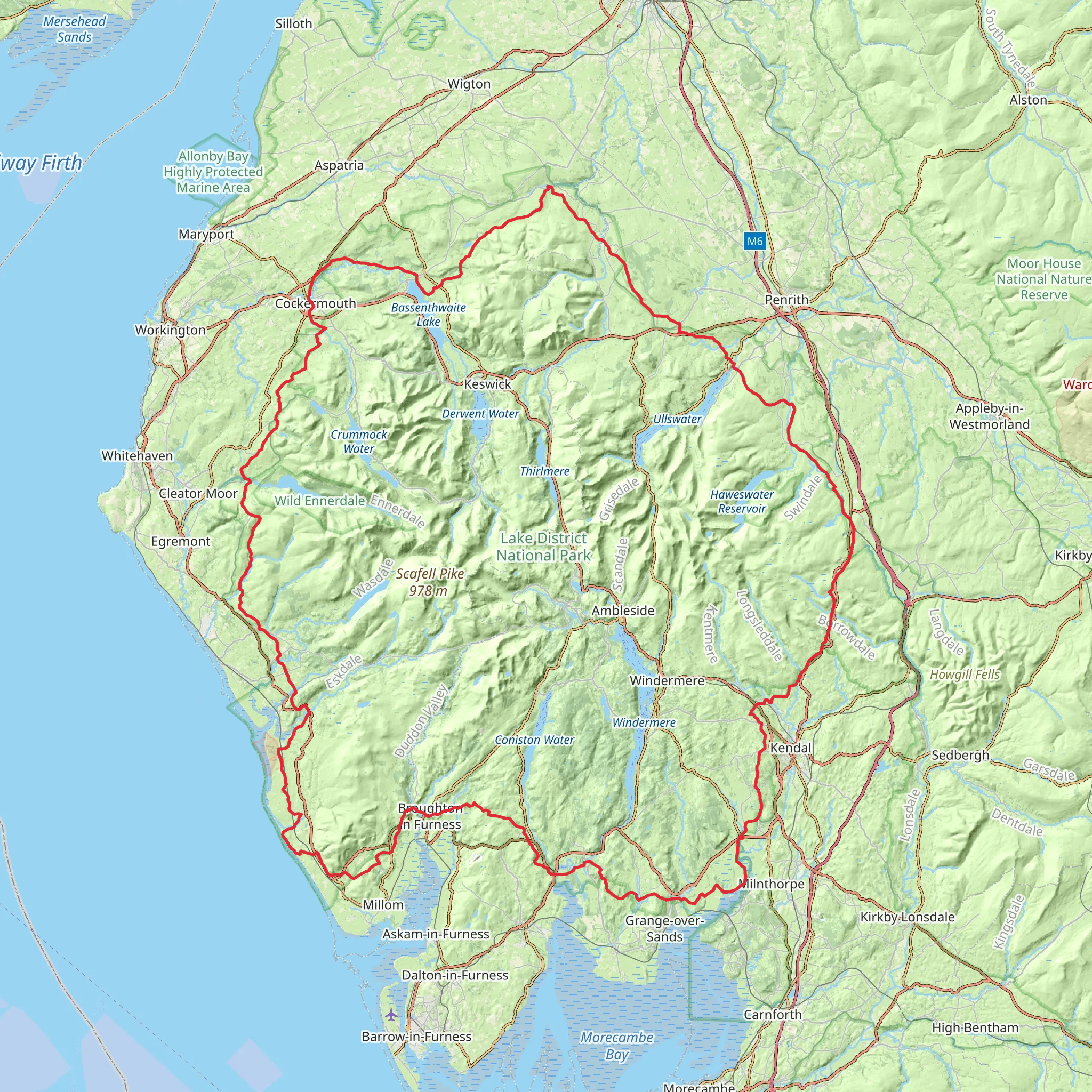 Lake District Loop Walk from Gilpin Bridge mobile static map