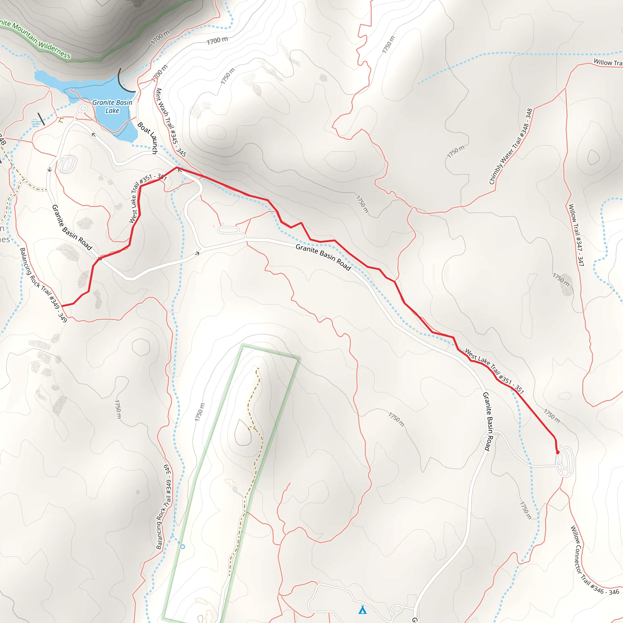 Granite Basin Road Walk mobile static map