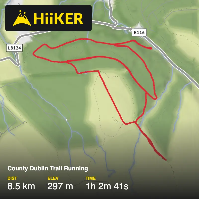 A map preview of the recording County Dublin Trail Running.