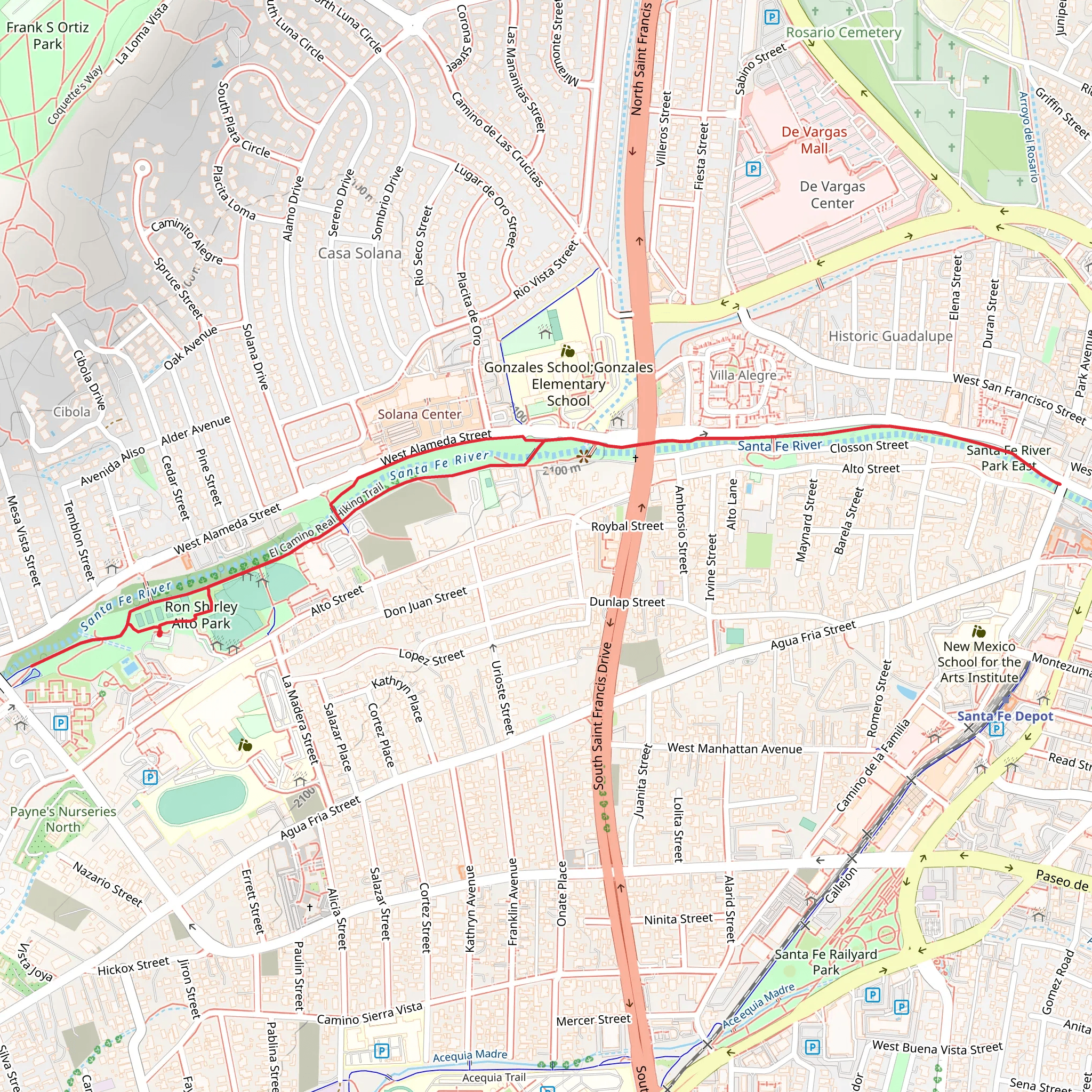 Loop around Santa Fe River from Alto Street mobile static map