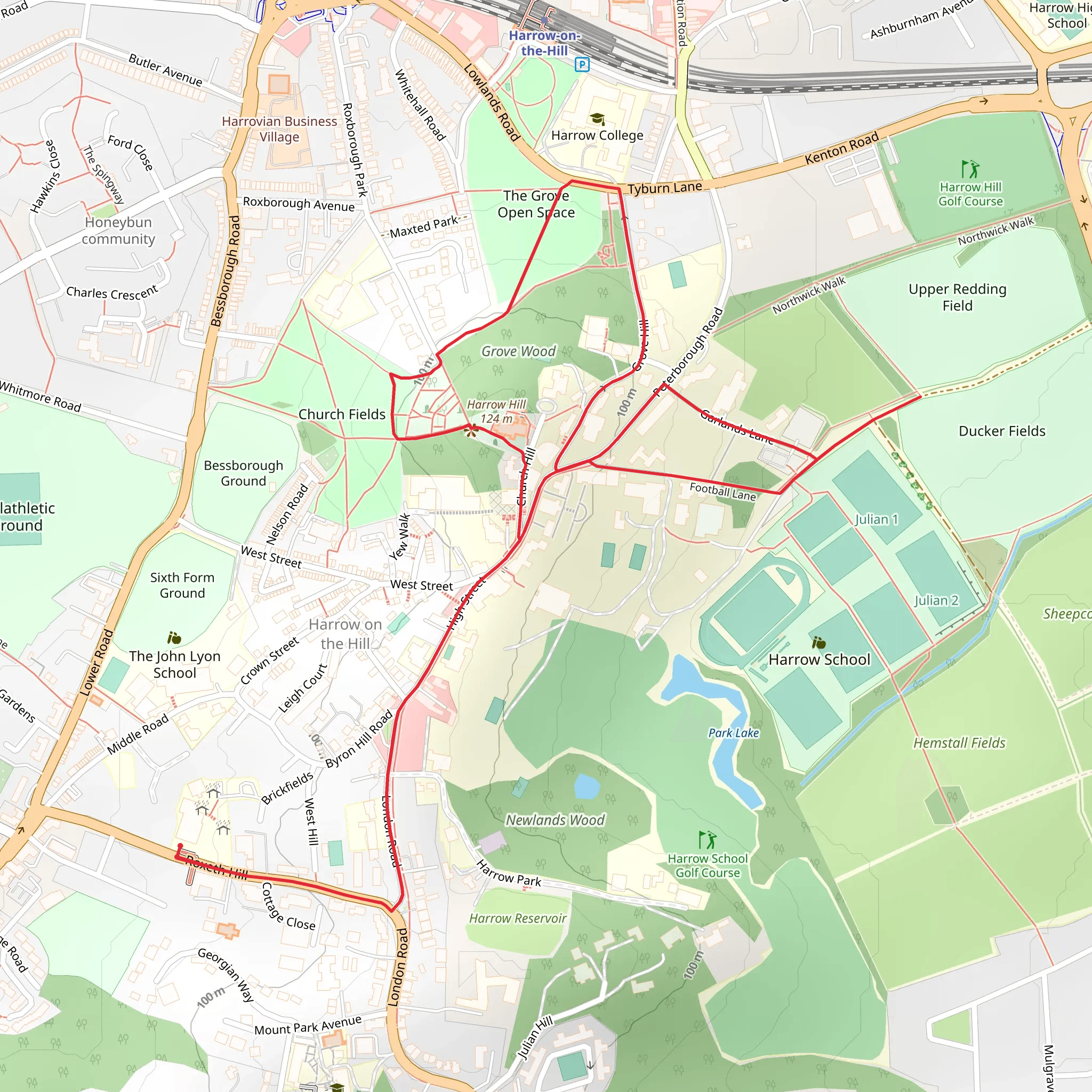 Harrow Hill and Grove Wood Loop mobile static map