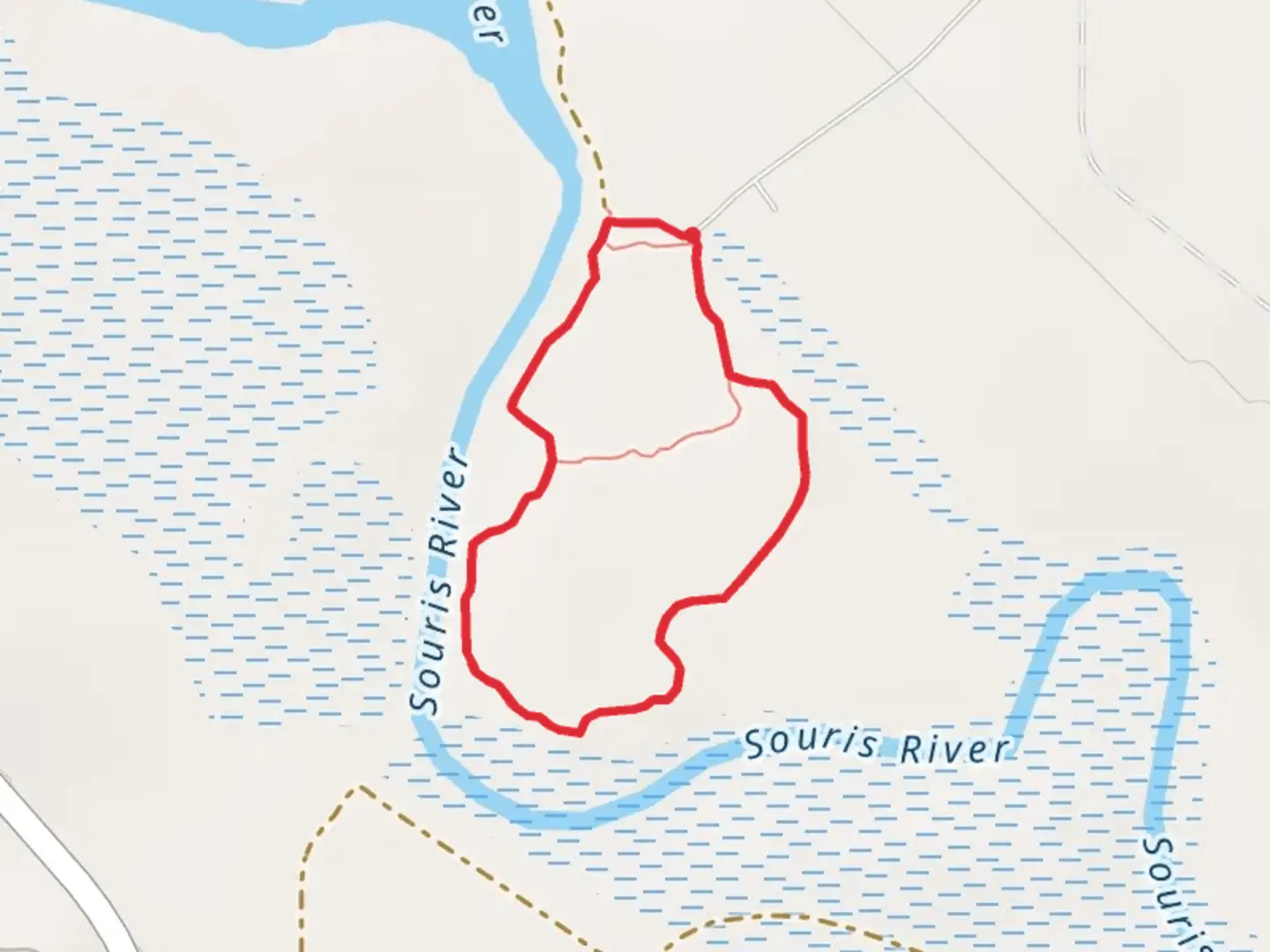 An image depicting the trail Loop along Souris River and its surrounding area.