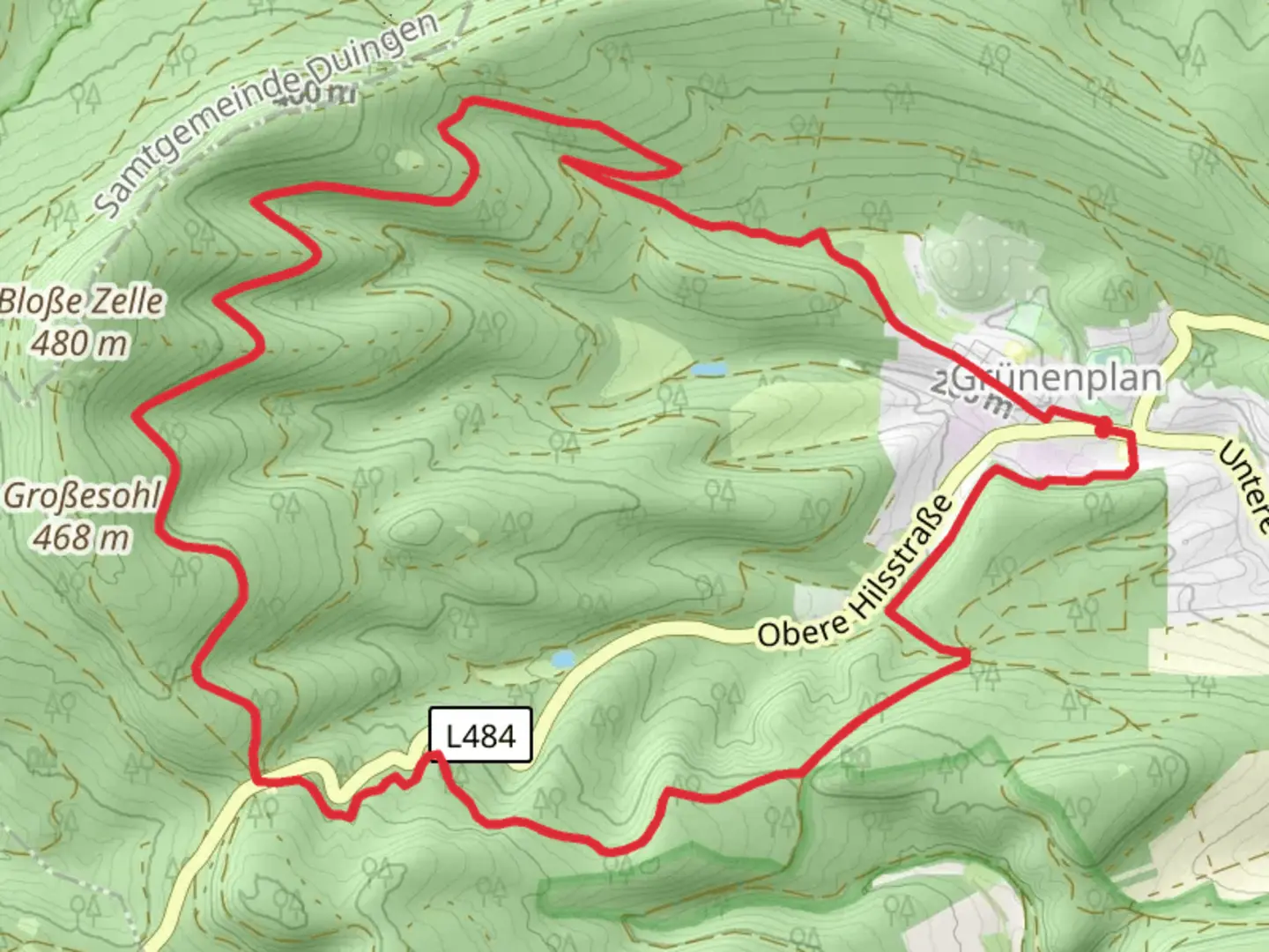 An image depicting the trail Prof Amelung-Weg, Tanzbergweg and Promilleweg Loop and its surrounding area.