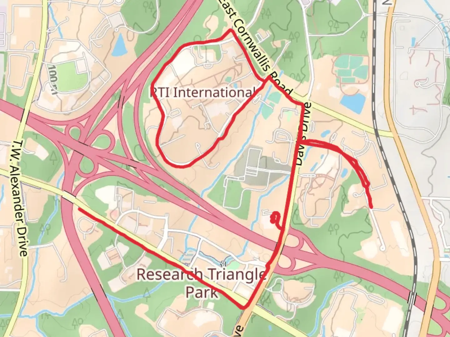 An image depicting the trail Park Center Loop and its surrounding area.