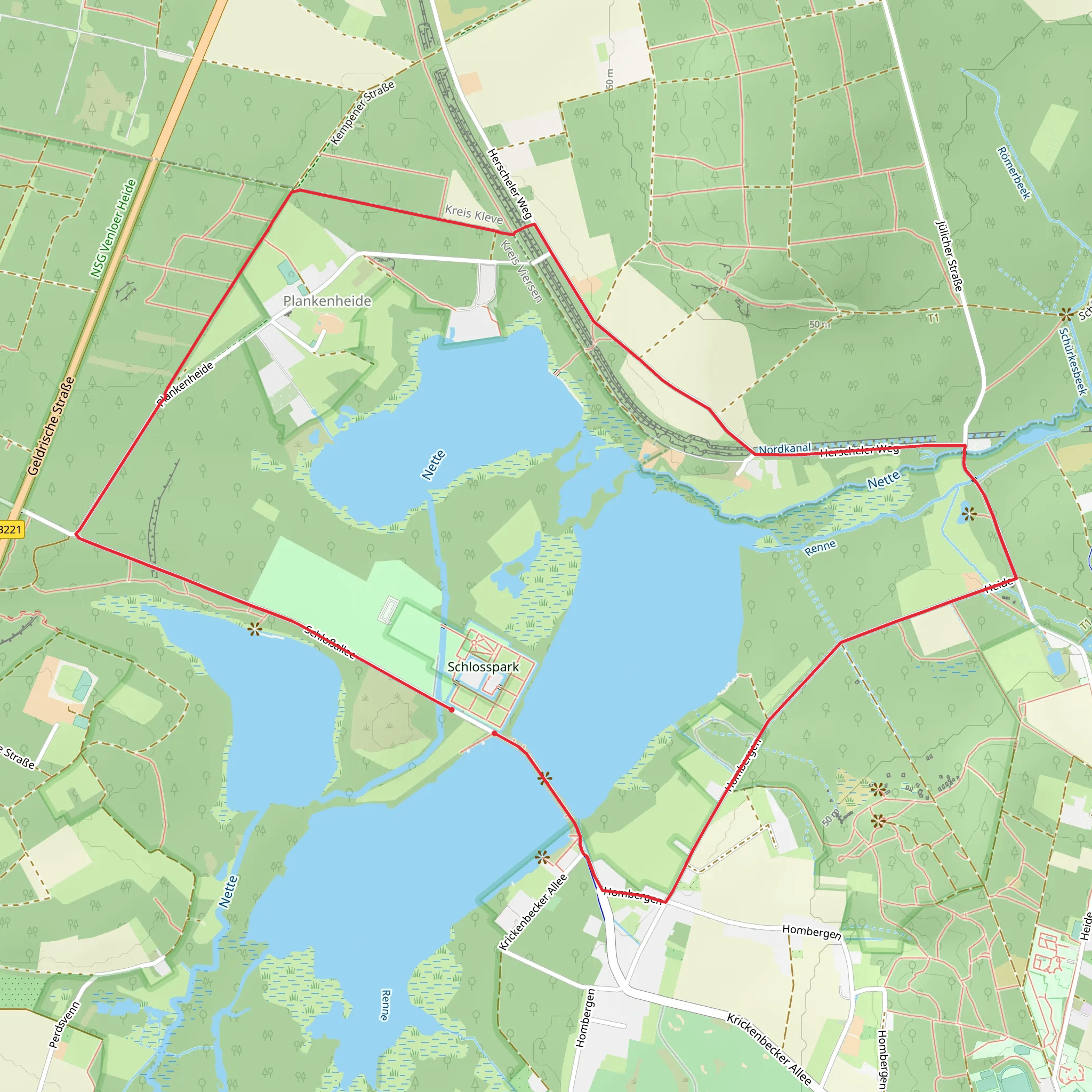 Poelvennsee via Schloßallee and Plankenheide mobile static map