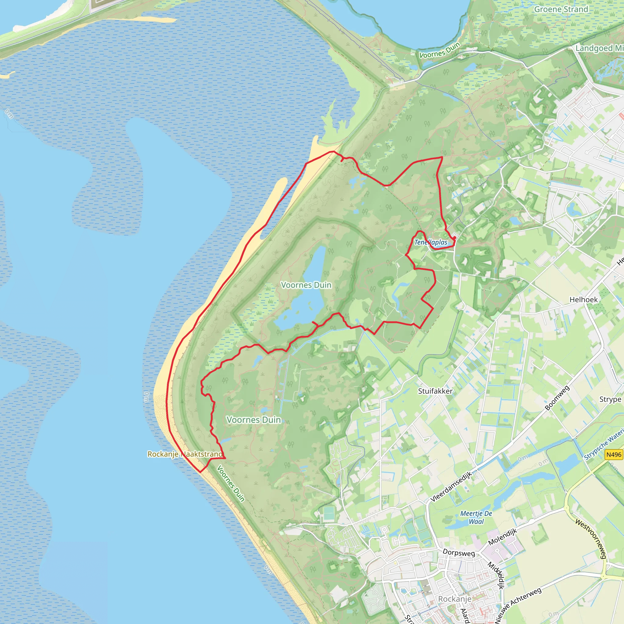 Tenellaplas and Voornes Duin Loop via Van Burenpad mobile static map