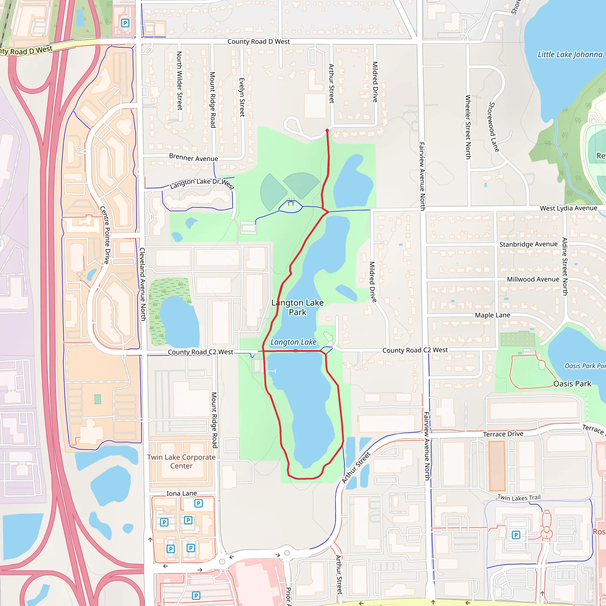 Langton Lake Park Loop mobile static map