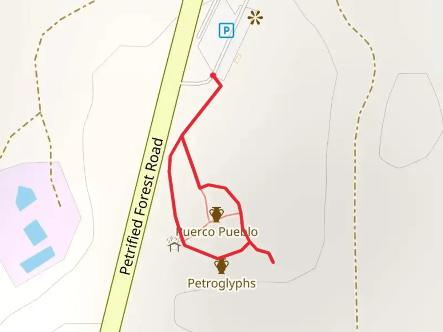 An image depicting the trail Puerco Loop and its surrounding area.