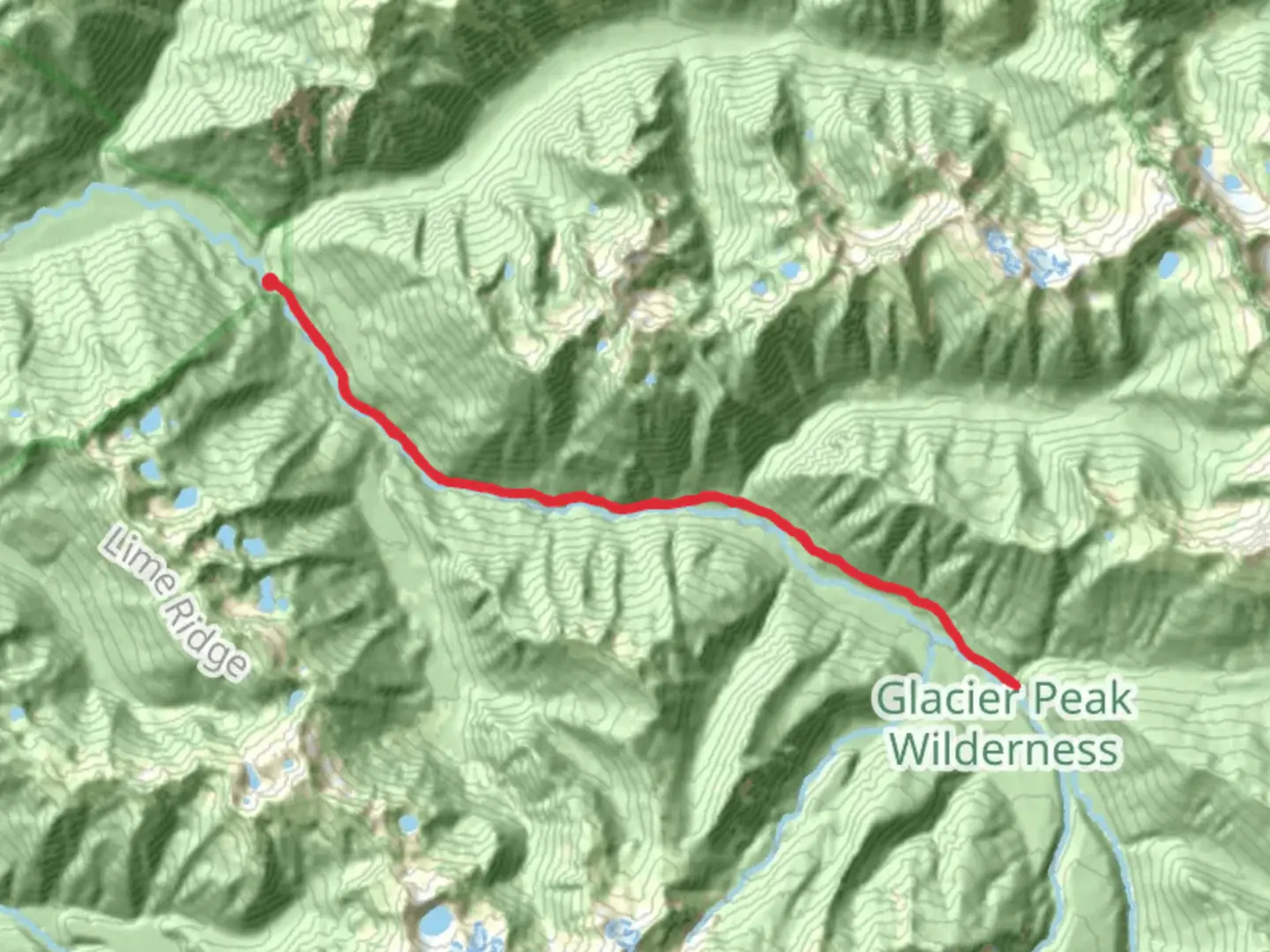 An image depicting the trail Suiattle River, Canyon Creek Suspension Bridge and Pacific Crest Trail and its surrounding area.