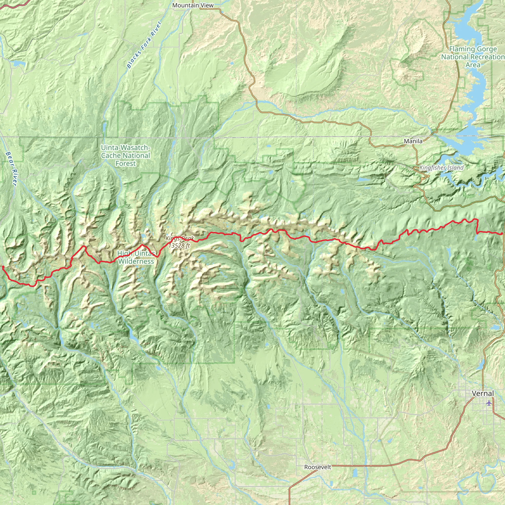 Uinta Highline Trail mobile static map