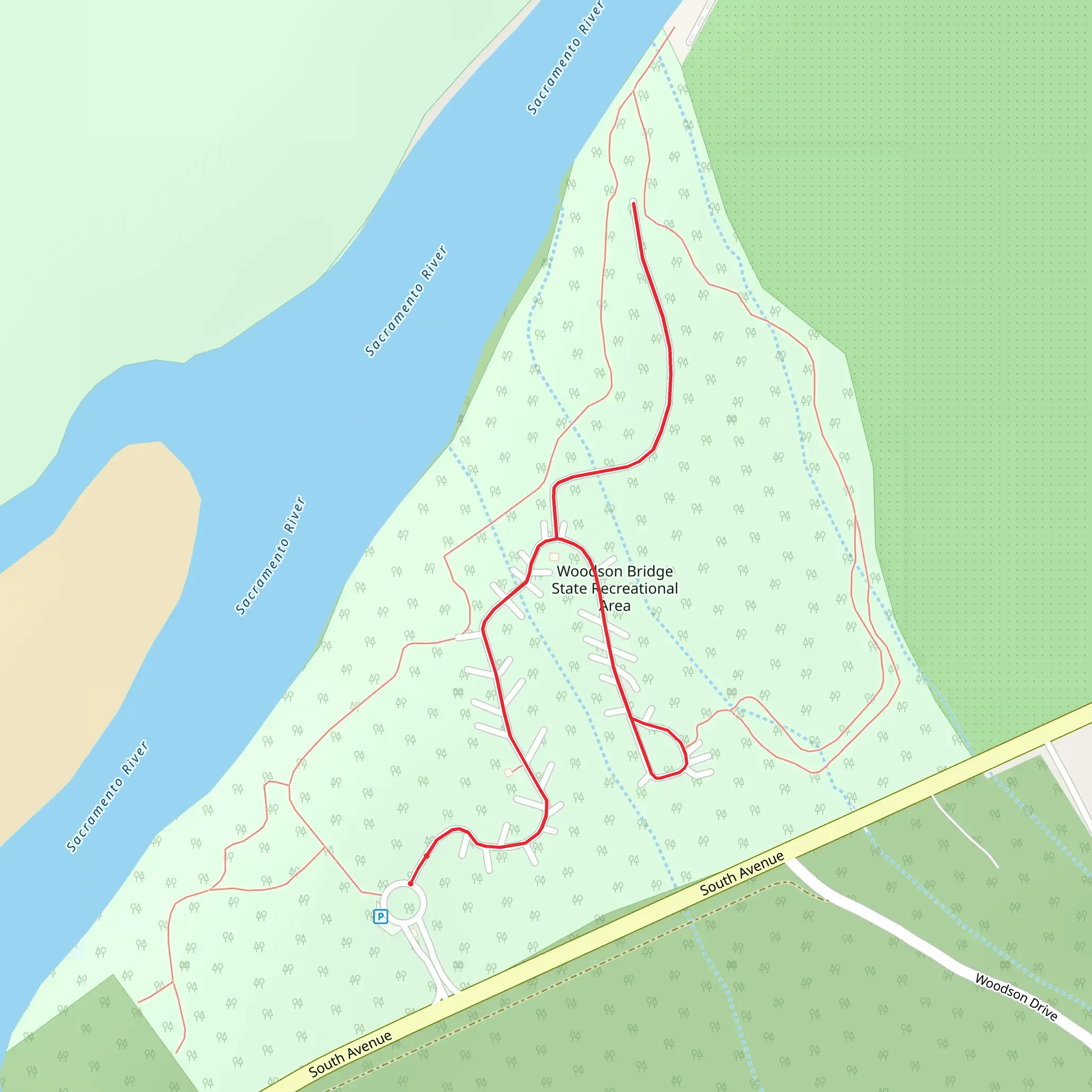 Woodson Bridge State Recreational Area mobile static map