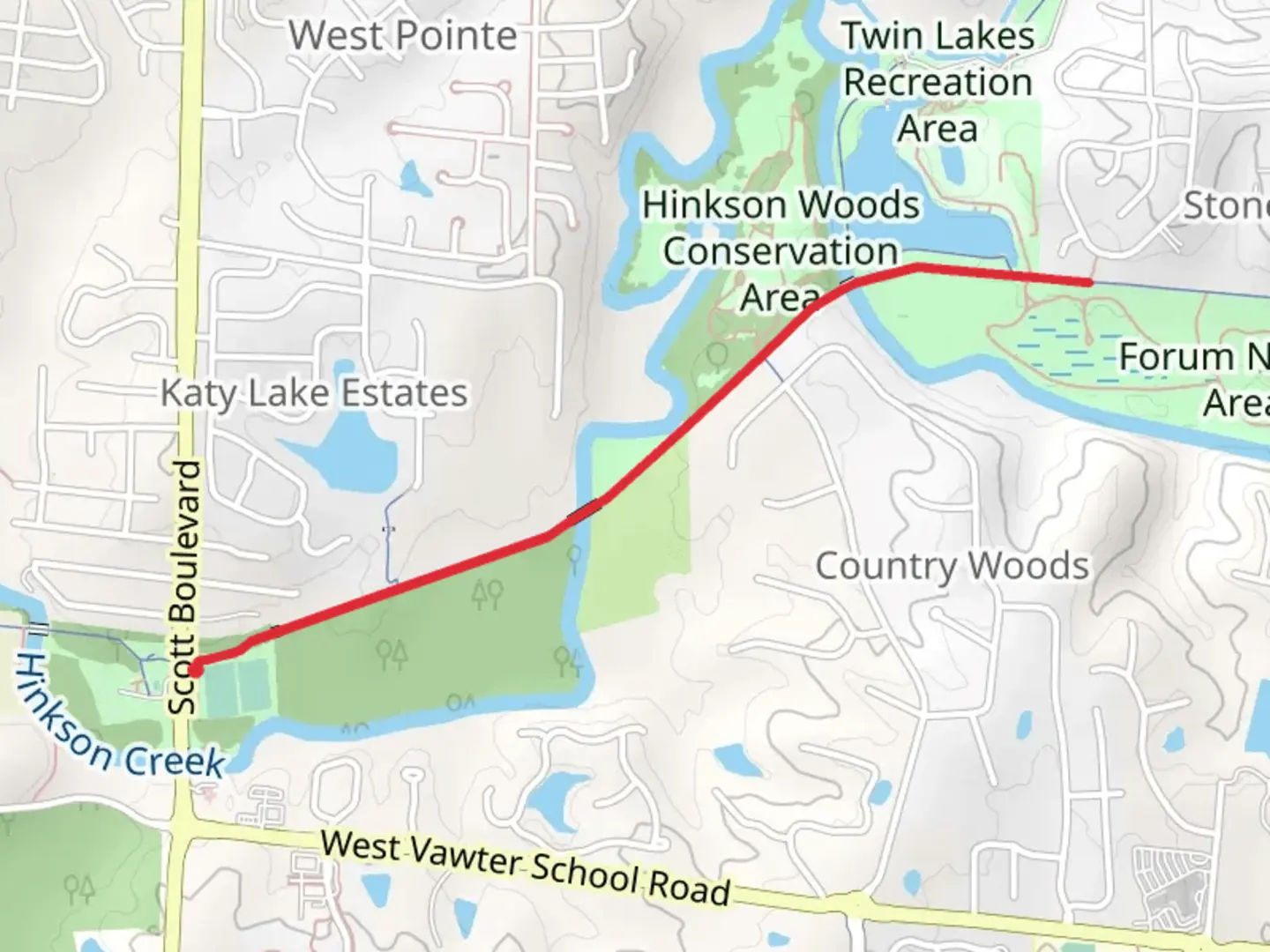 An image depicting the trail MKT Trail - Jay Dix Station and its surrounding area.