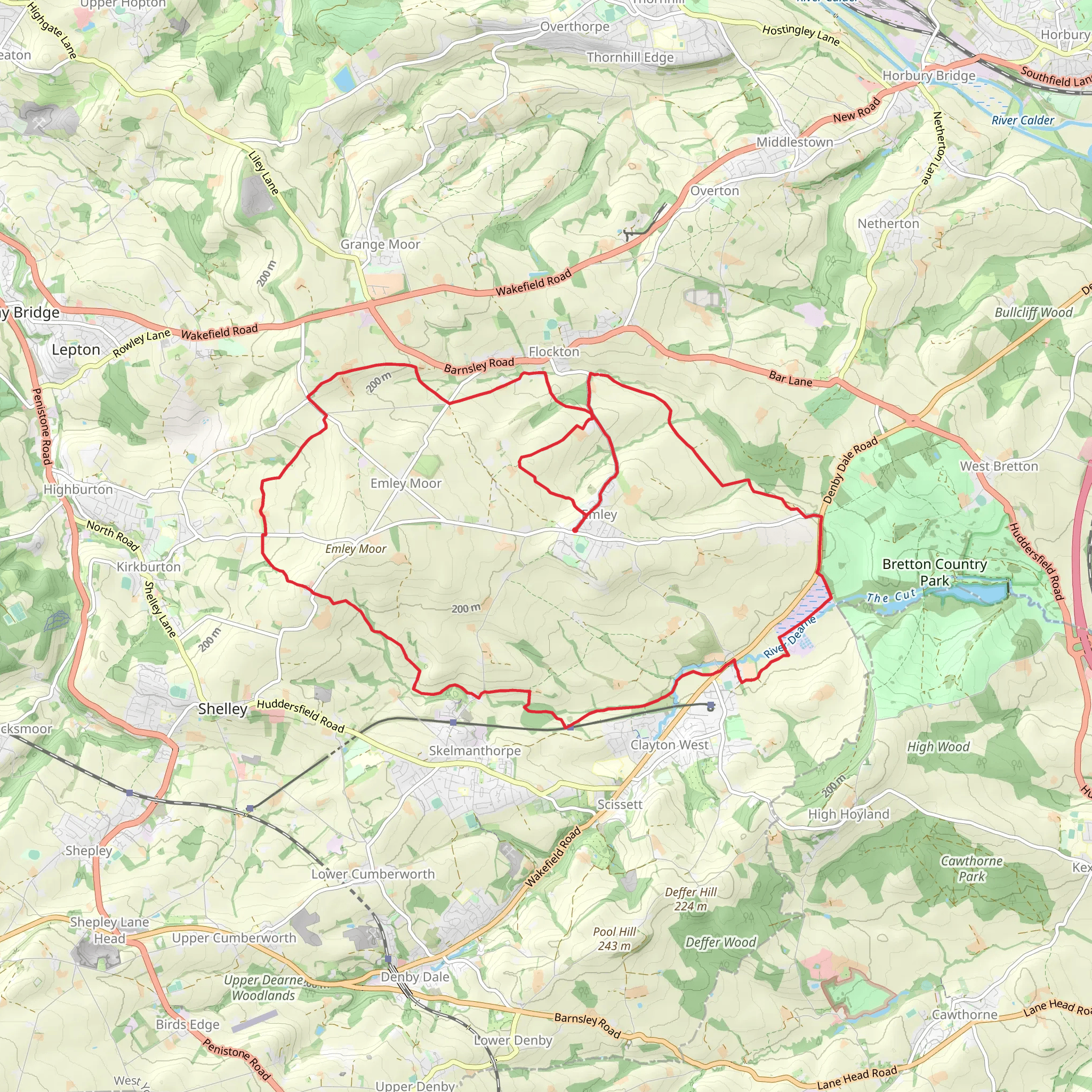 Emley Boundary Walk mobile static map