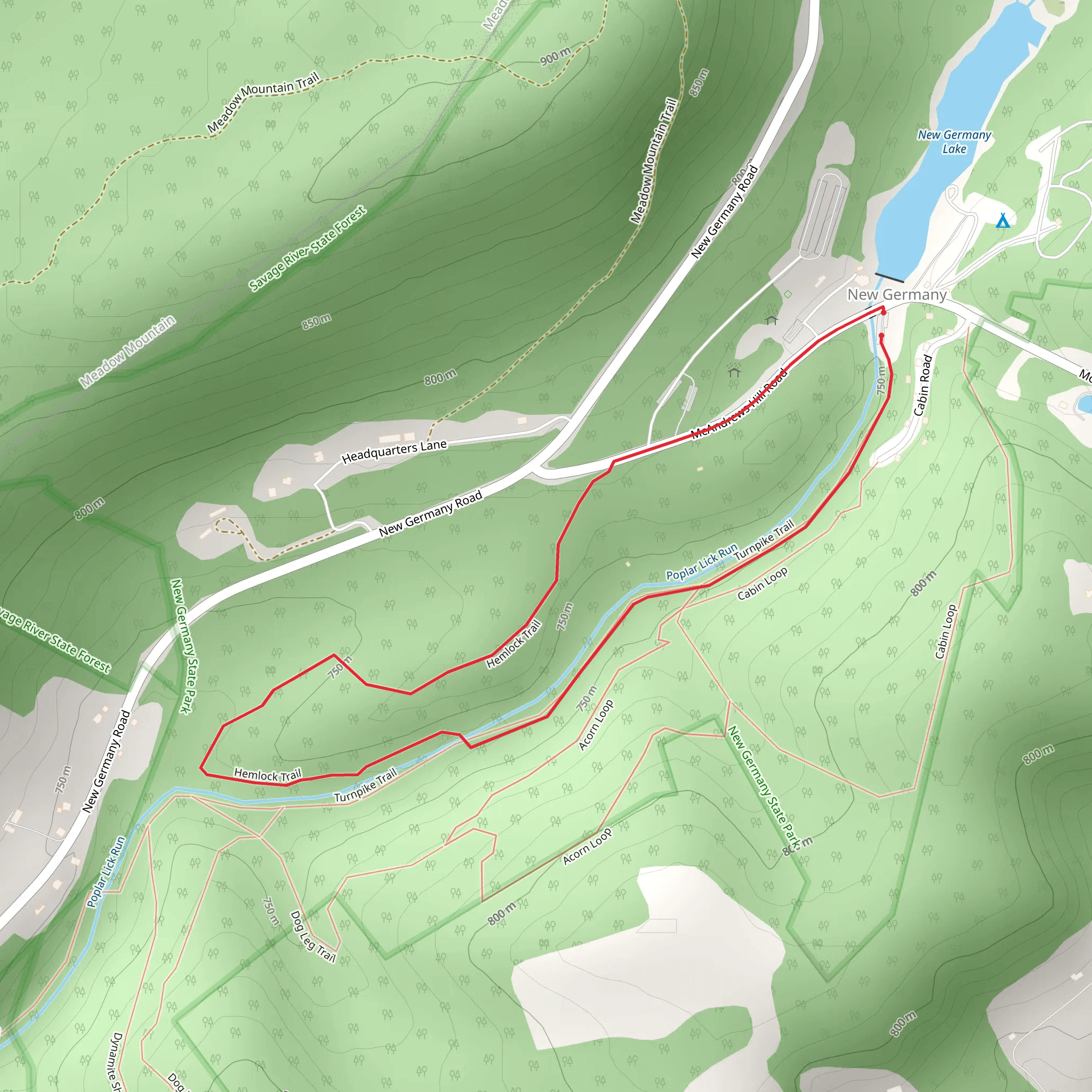 Turnpike Trail and Hemlock Loop Trail mobile static map