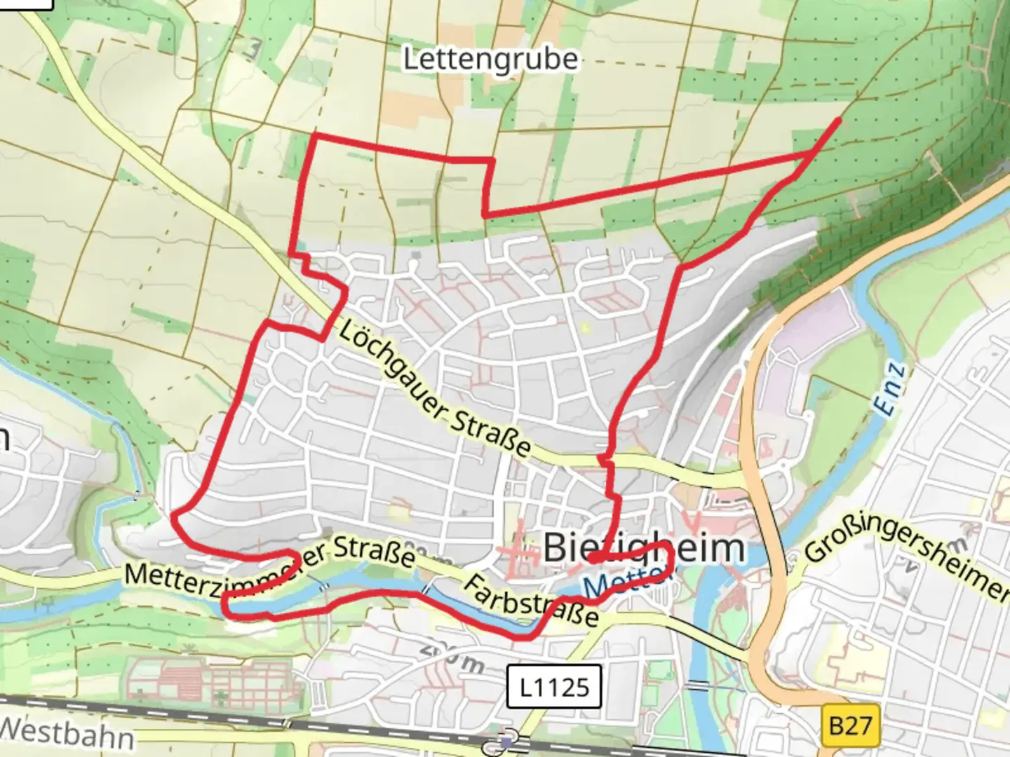 An image depicting the trail Enztal and Besen Loop and its surrounding area.