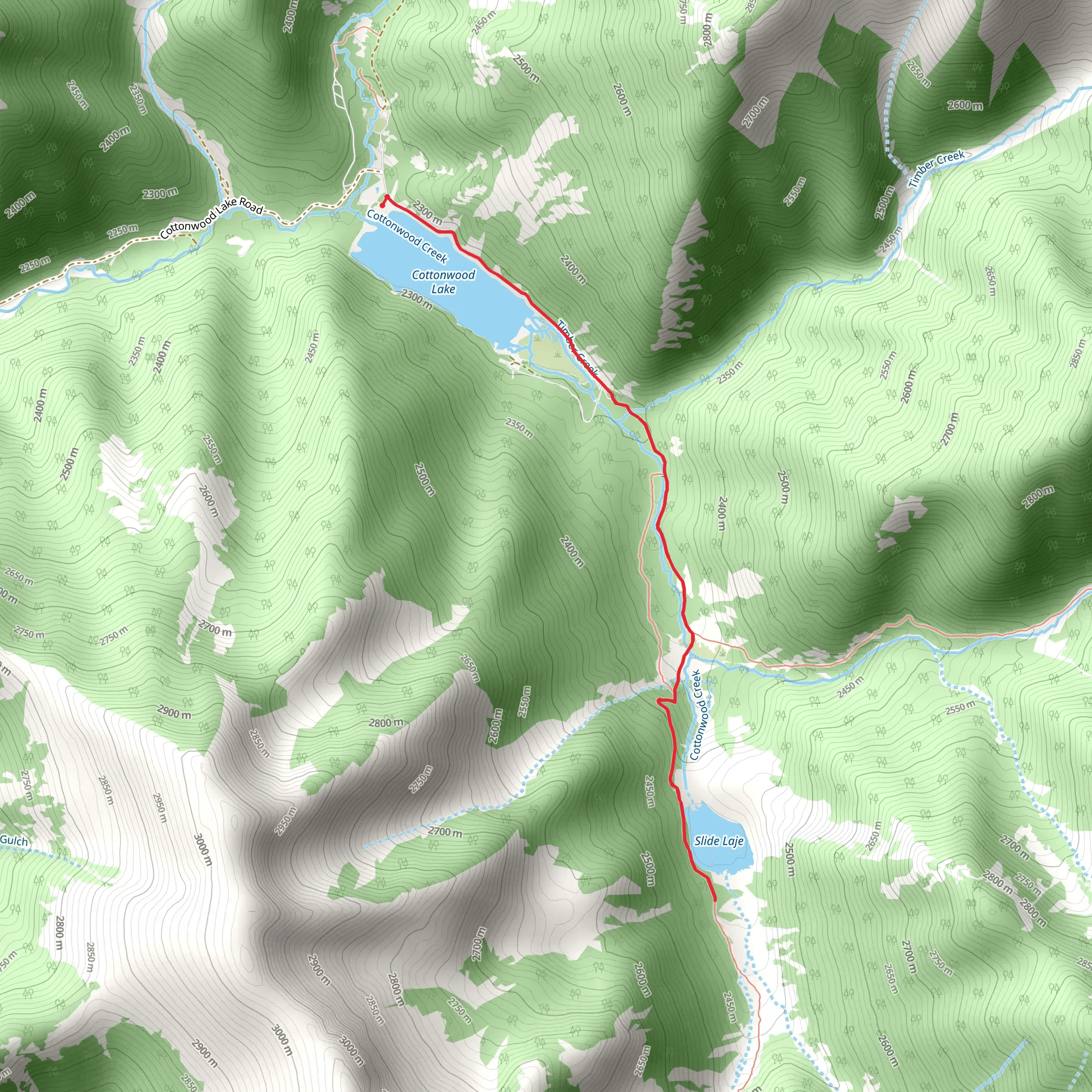 Slide Laje and Cottonwood Lake mobile static map