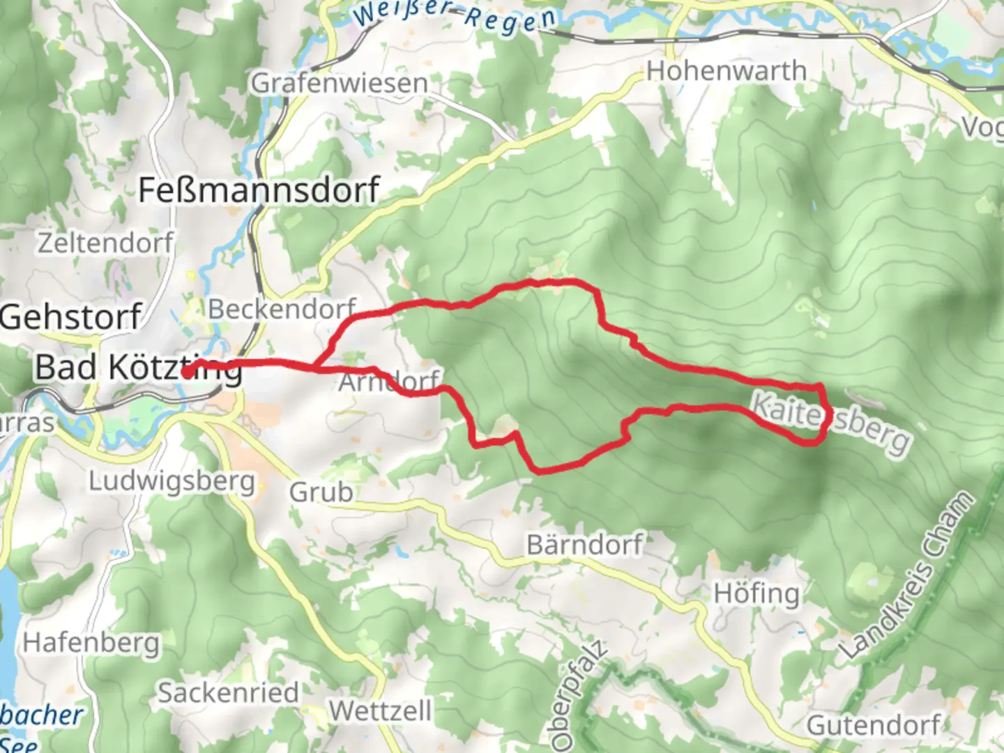 An image depicting the trail Zellrtal and Mittagstein Loop and its surrounding area.