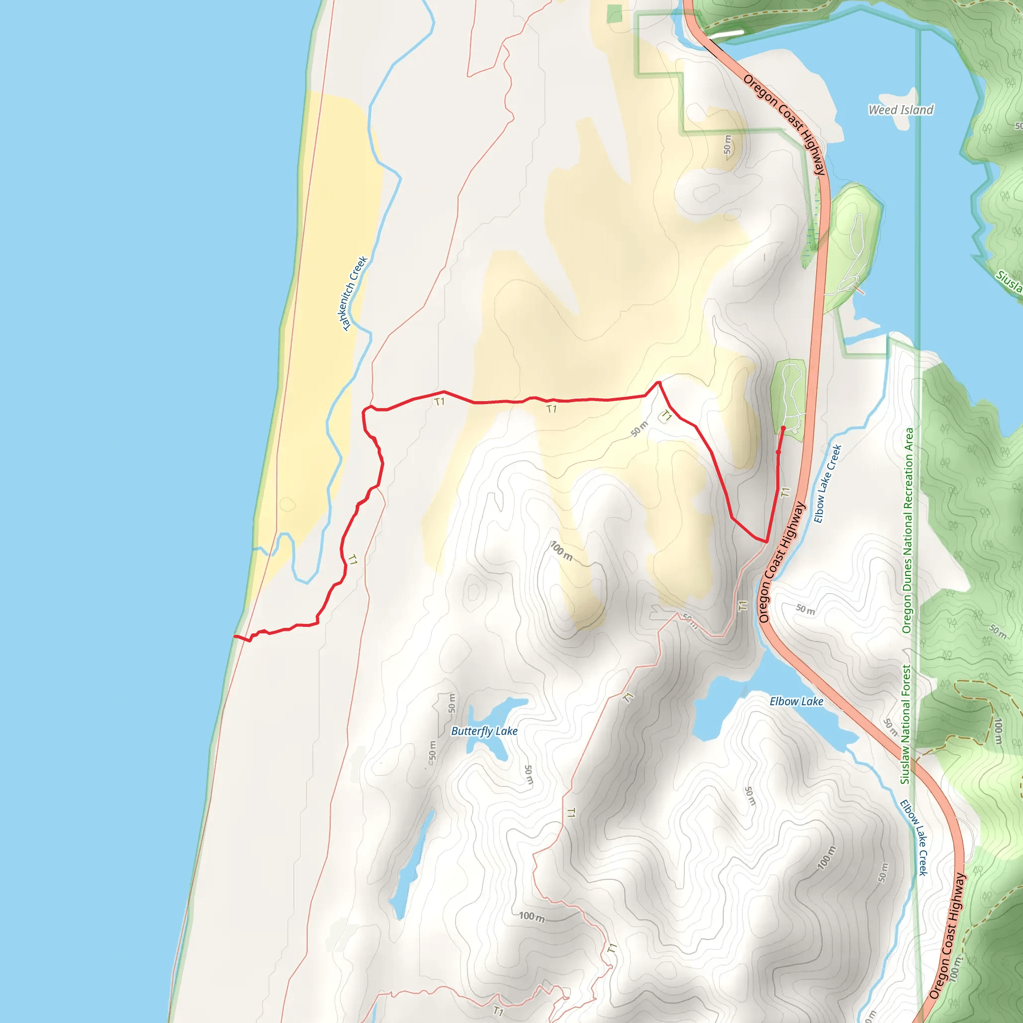 Tahkenitch Dunes Trail mobile static map