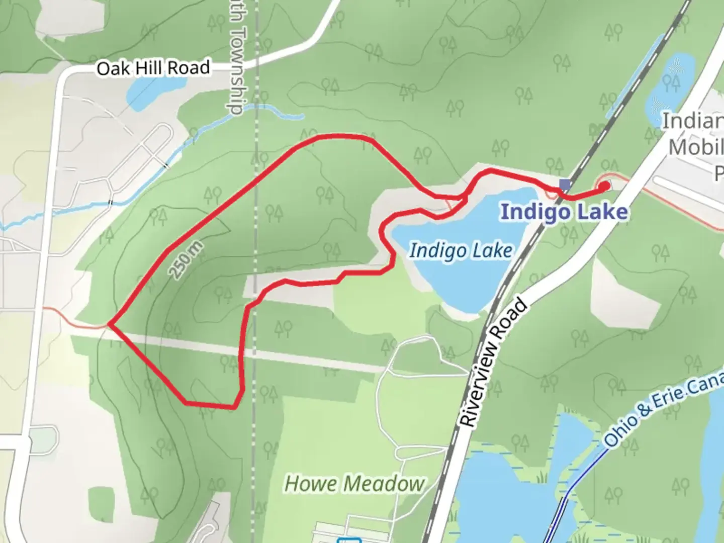 An image depicting the trail Hale Farm Connector Loop - Indigo Lake and its surrounding area.