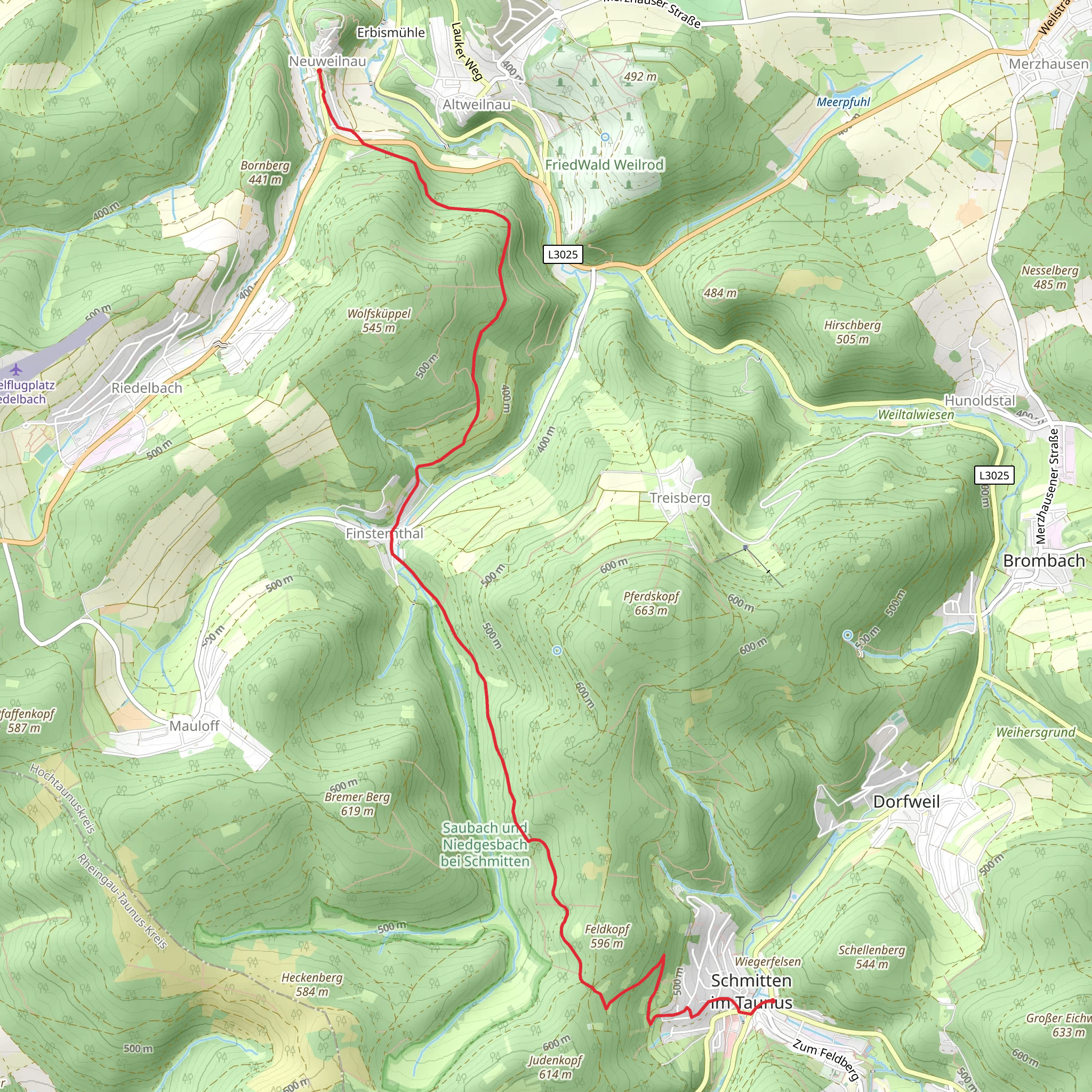 Wiegerfelsen to Neuweilnau via Taunusklub Route mobile static map