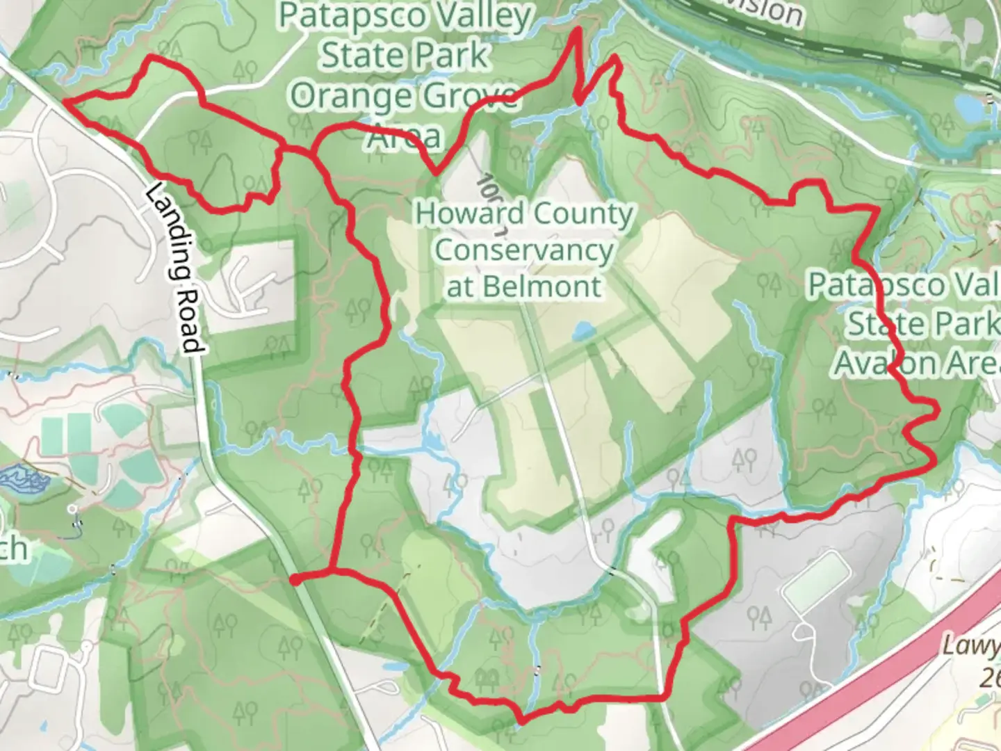 An image depicting the trail Morning Choice, Ridge and Hop The Snake Loop Trail and its surrounding area.