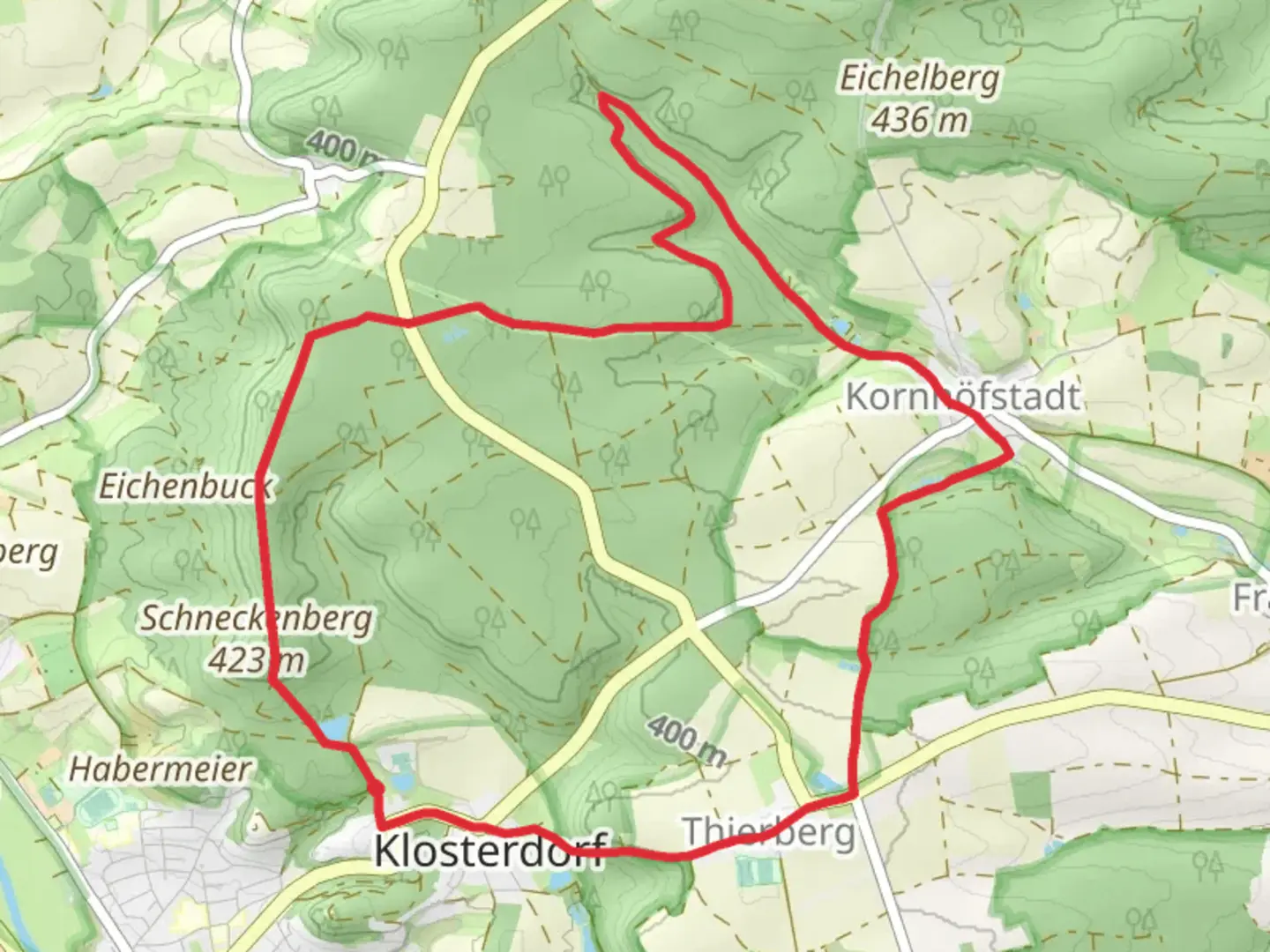 An image depicting the trail Scheinfeld Rundweg and its surrounding area.