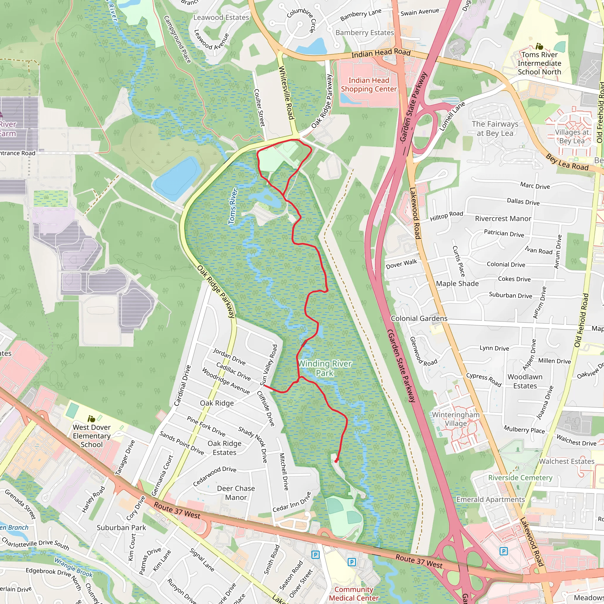 Walk along Toms River - Deer Chase Manor mobile static map