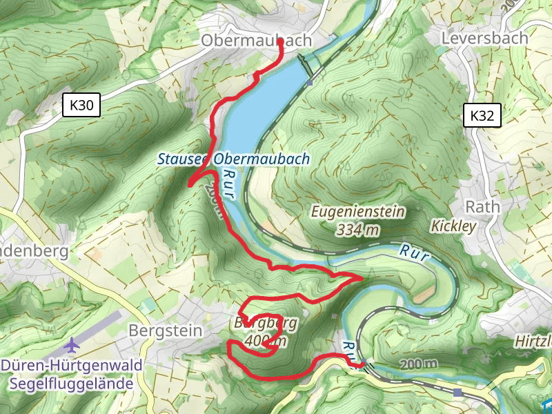 Zerkall Walk from Stausee Obermaubach mobile static map