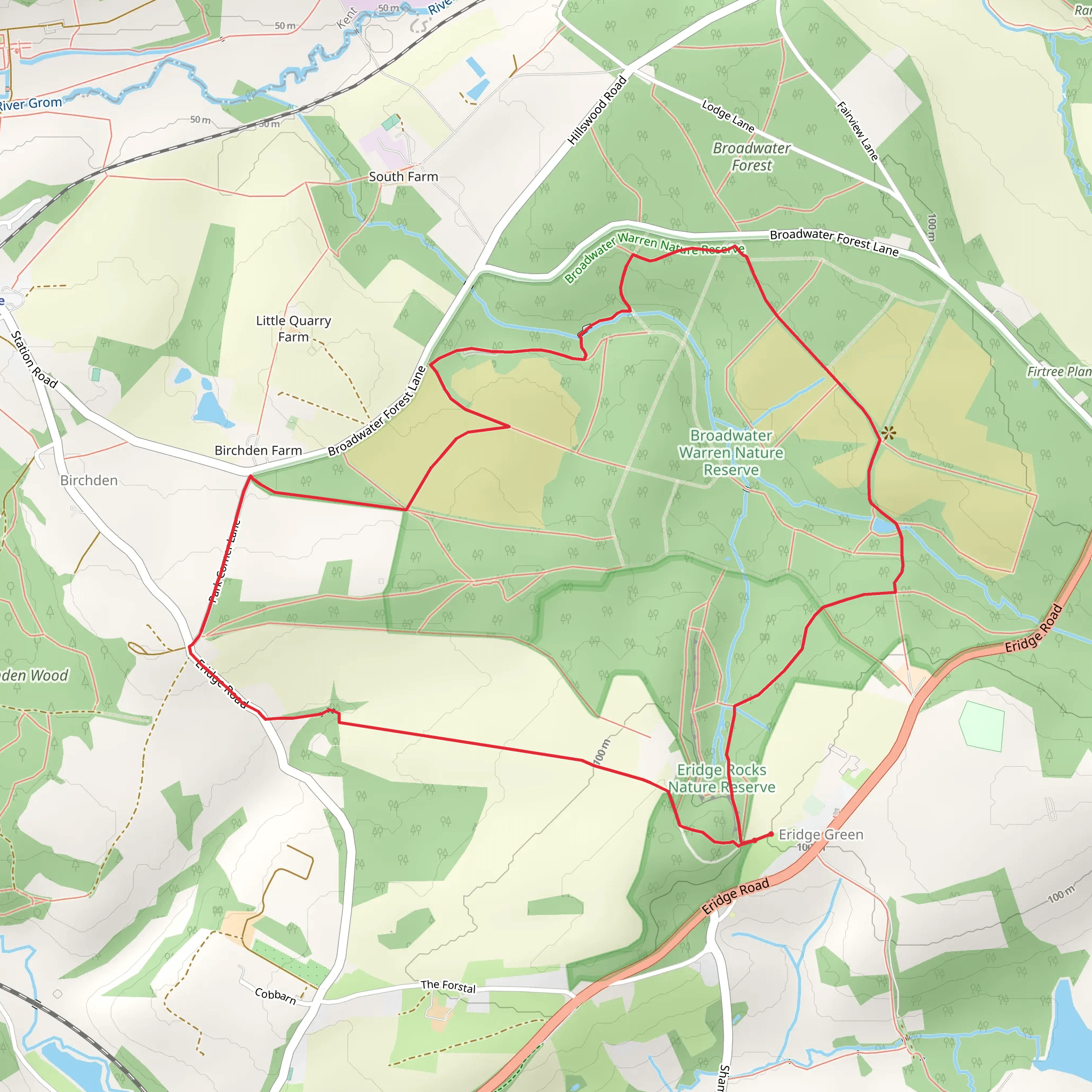 Broadwater Warren Nature Reserve Loop mobile static map