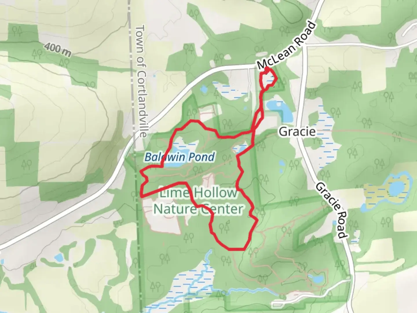 An image depicting the trail Baldwin Pond and Gracie Pond Loop and its surrounding area.